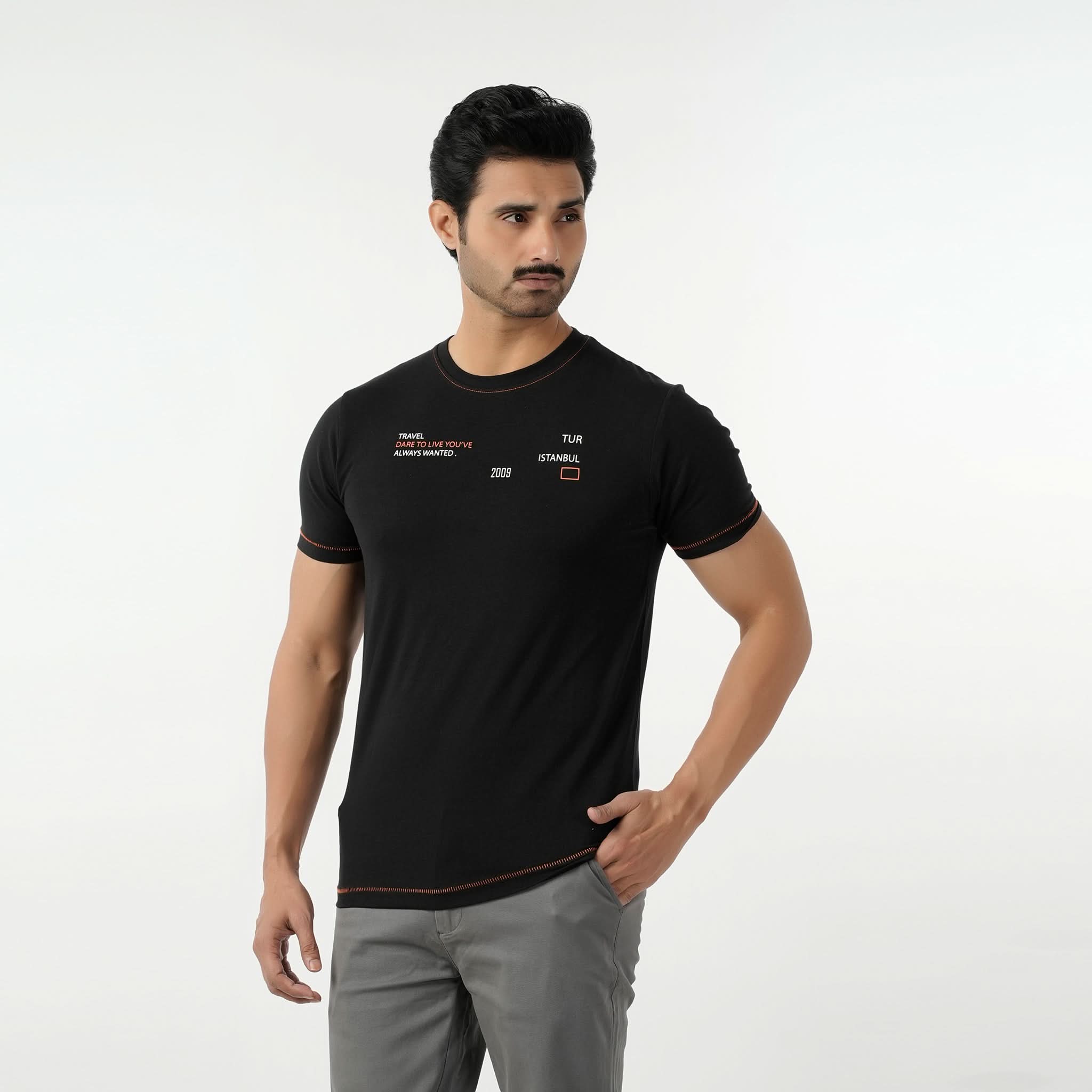 Eminent Men's Round Neck Half Sleeves Printed T-Shirt - Black, Men's T-Shirts & Polos, Eminent, Chase Value