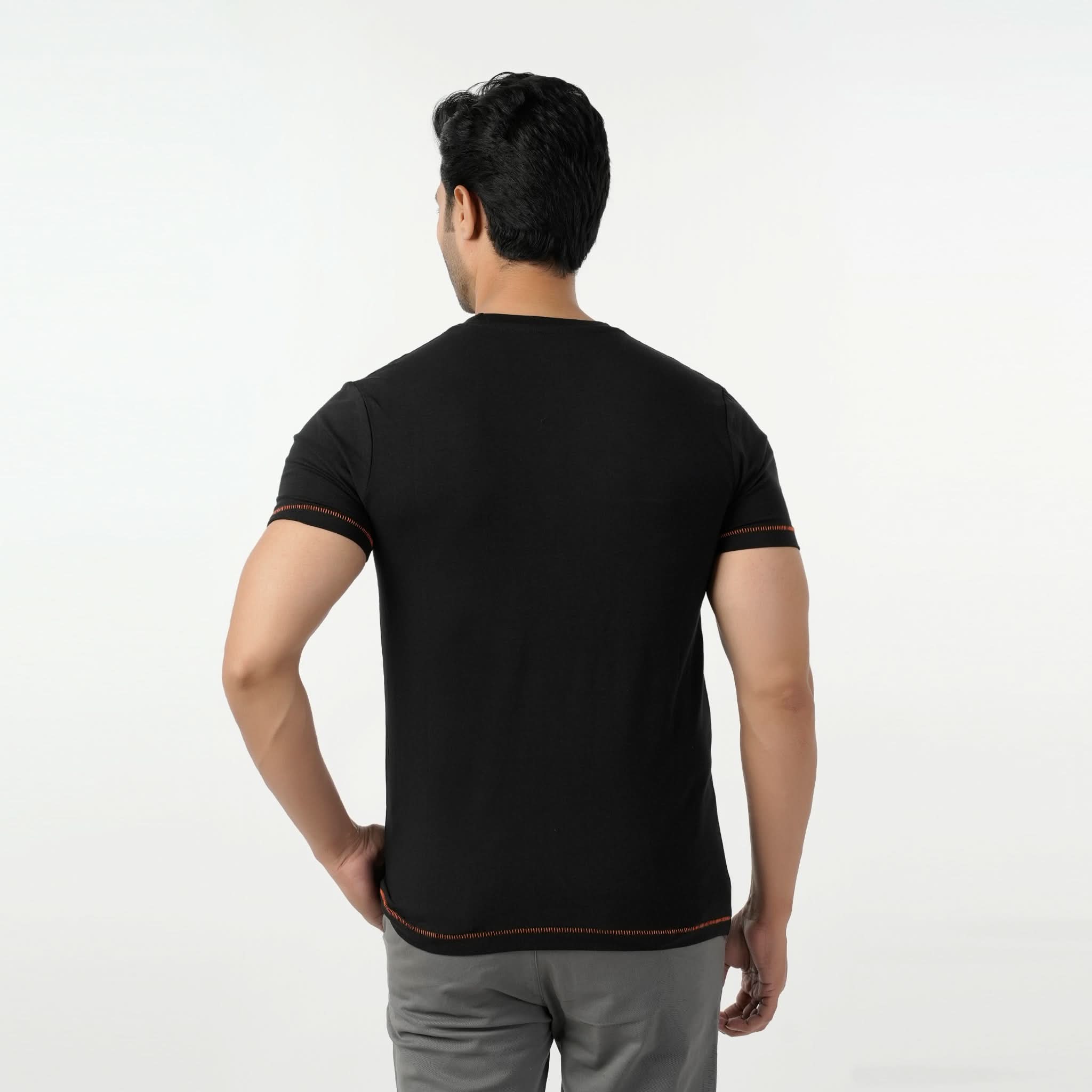 Eminent Men's Round Neck Half Sleeves Printed T-Shirt - Black, Men's T-Shirts & Polos, Eminent, Chase Value