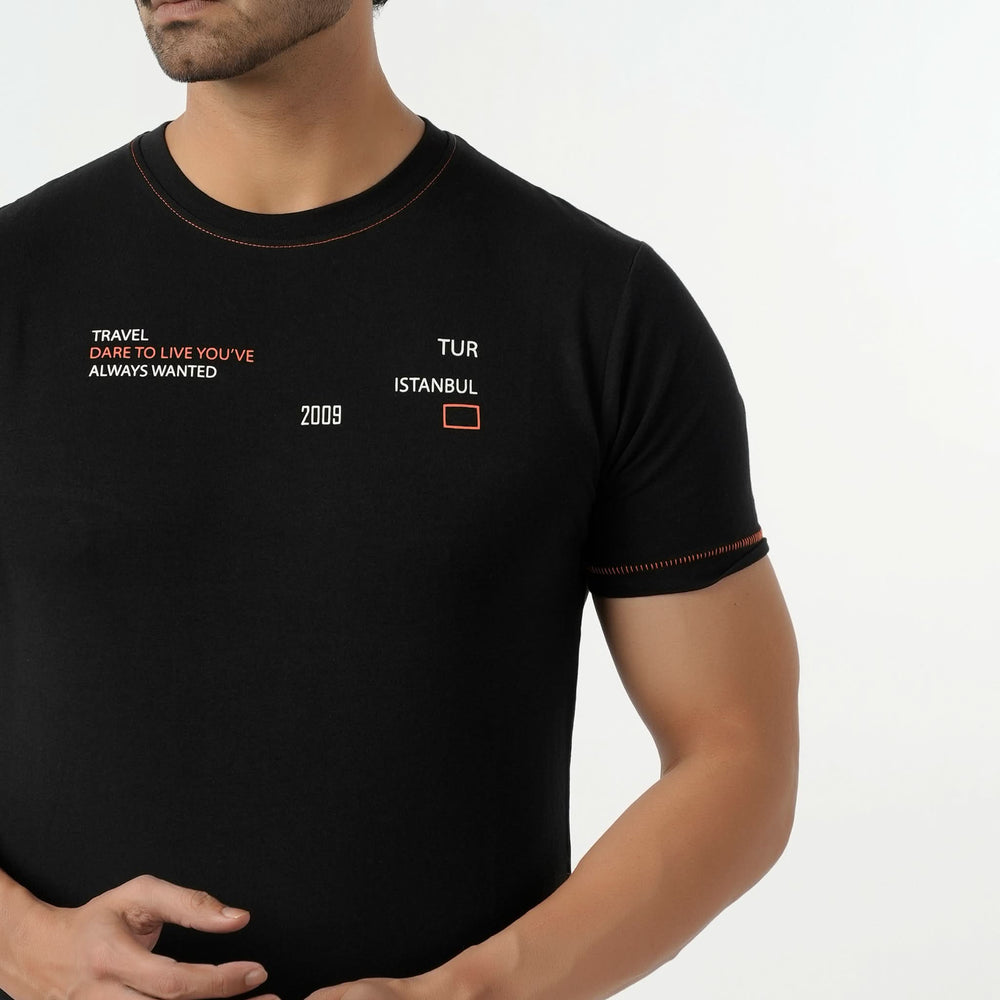 Eminent Men's Round Neck Half Sleeves Printed T-Shirt - Black, Men's T-Shirts & Polos, Eminent, Chase Value