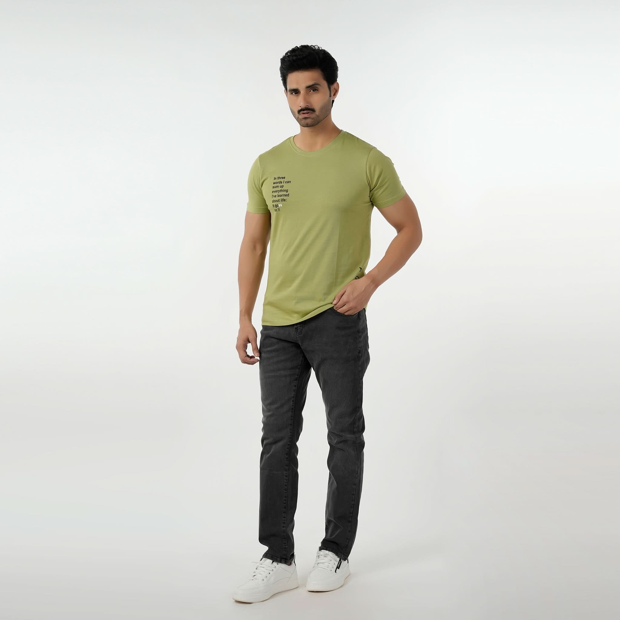Eminent Men's Round Neck Half Sleeves Printed T-Shirt - Sea Green, Men's T-Shirts & Polos, Eminent, Chase Value