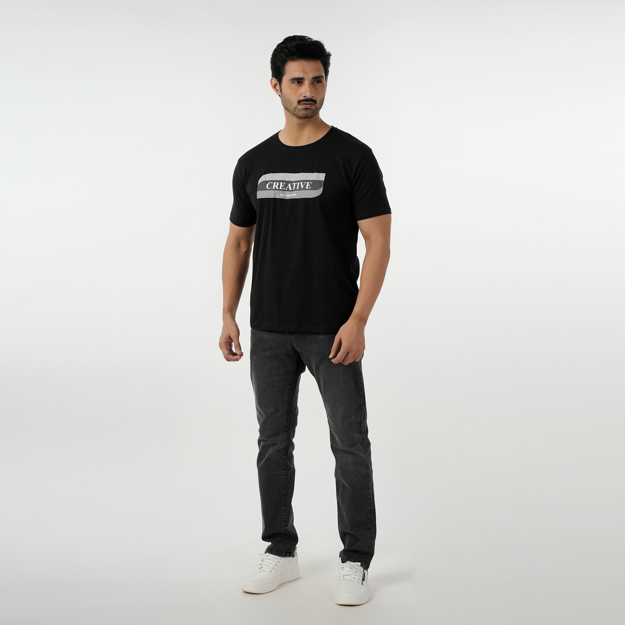 Eminent Men's Round Neck Half Sleeves Printed T-Shirt - Black, Men's T-Shirts & Polos, Eminent, Chase Value