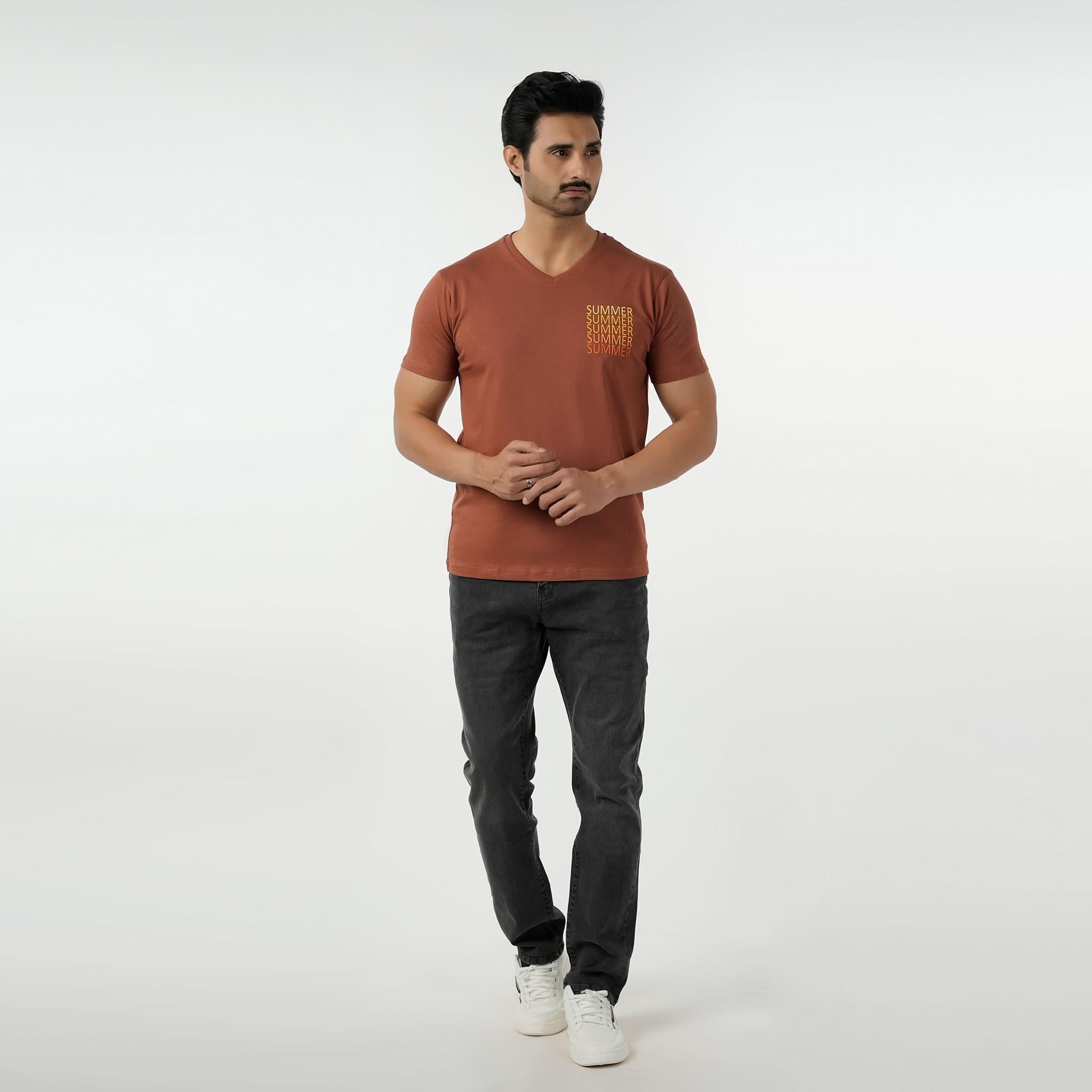 Eminent Men's Round Neck Half Sleeves Printed T-Shirt - Brown, Men's T-Shirts & Polos, Eminent, Chase Value