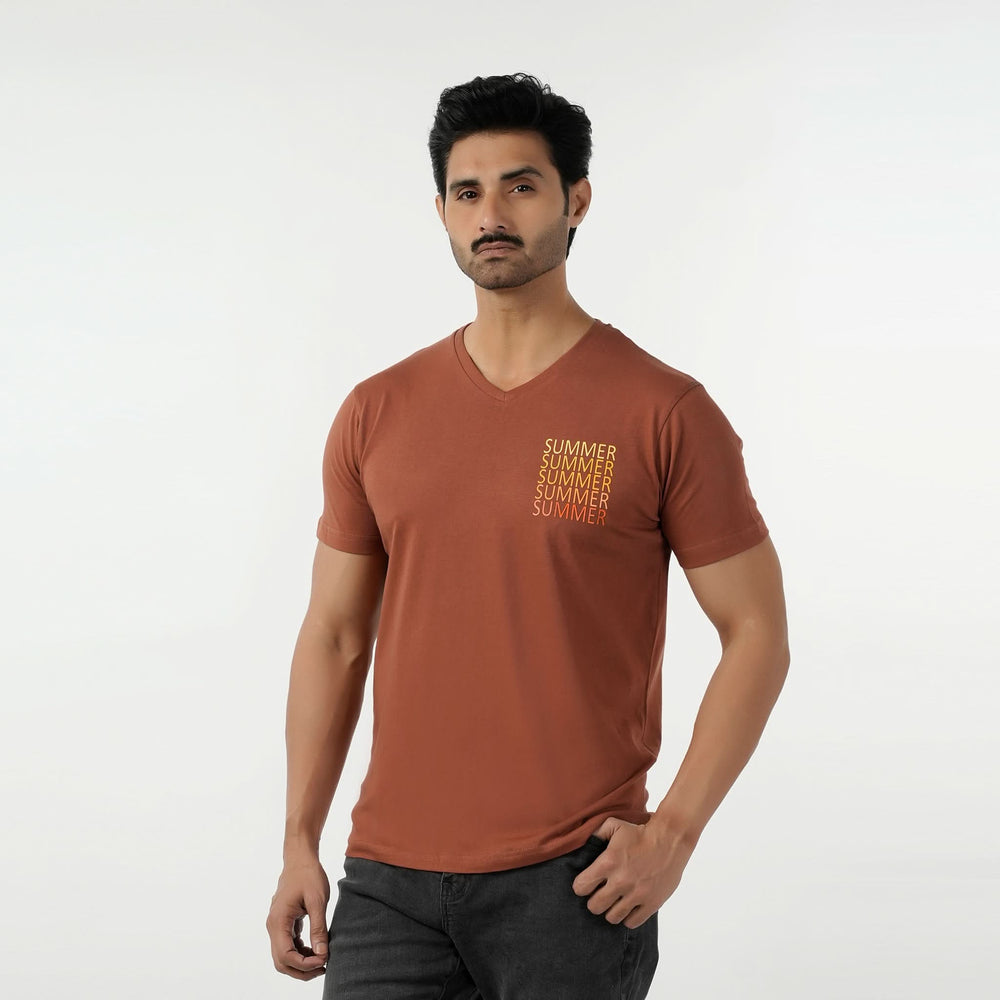 Eminent Men's Round Neck Half Sleeves Printed T-Shirt - Brown, Men's T-Shirts & Polos, Eminent, Chase Value