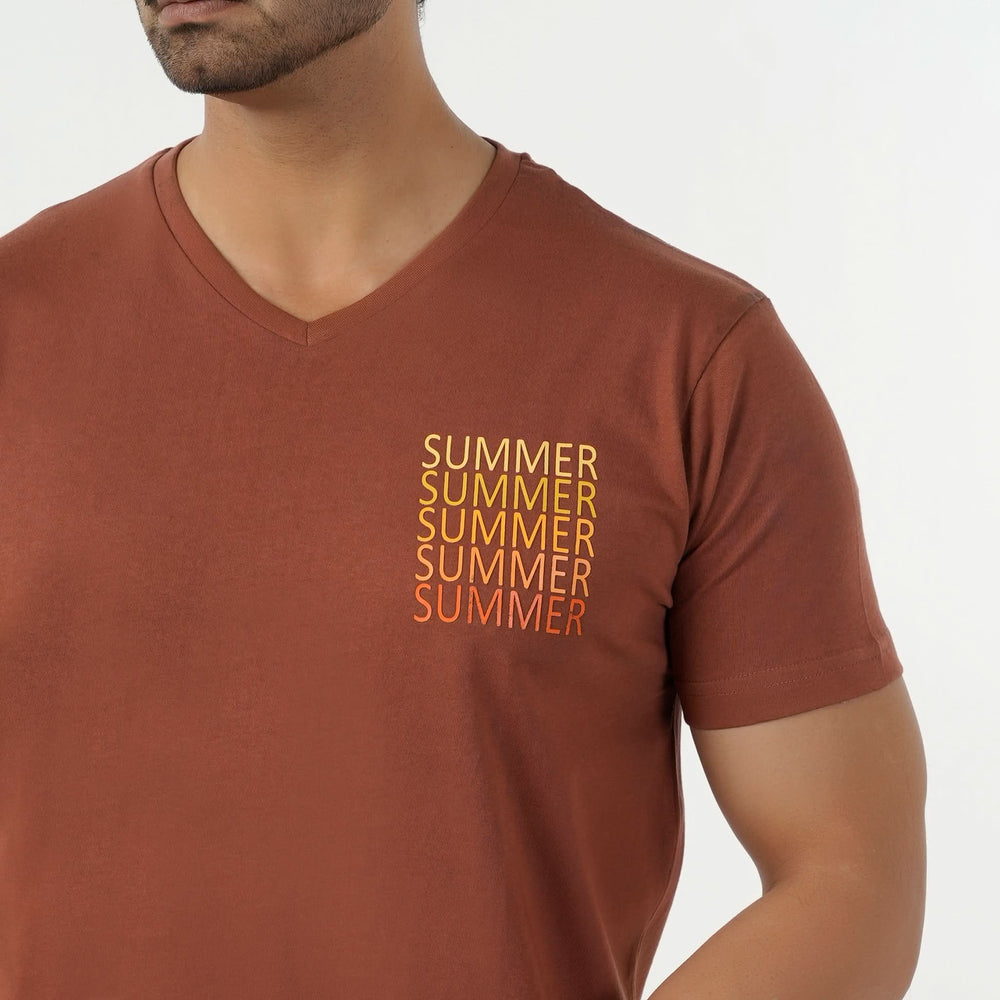 Eminent Men's Round Neck Half Sleeves Printed T-Shirt - Brown, Men's T-Shirts & Polos, Eminent, Chase Value