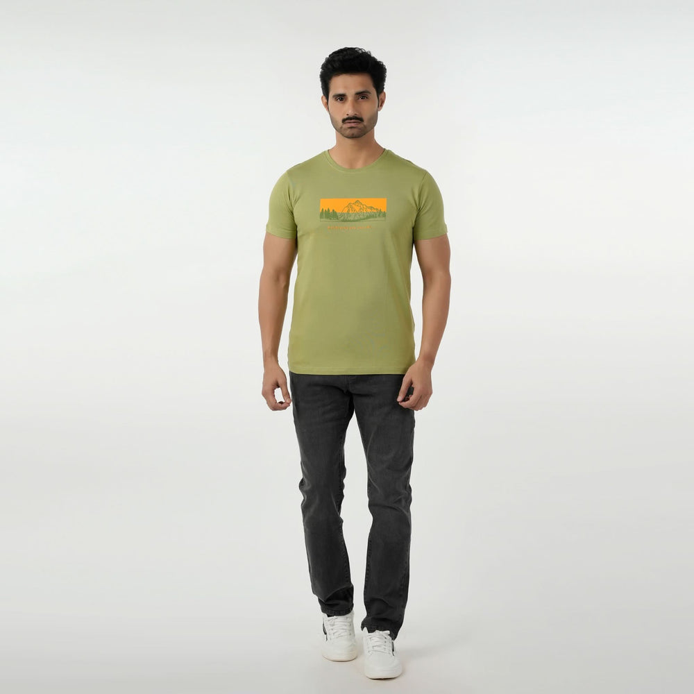 Eminent Men's Round Neck Half Sleeves Printed T-Shirt - Sea Green, Men's T-Shirts & Polos, Eminent, Chase Value