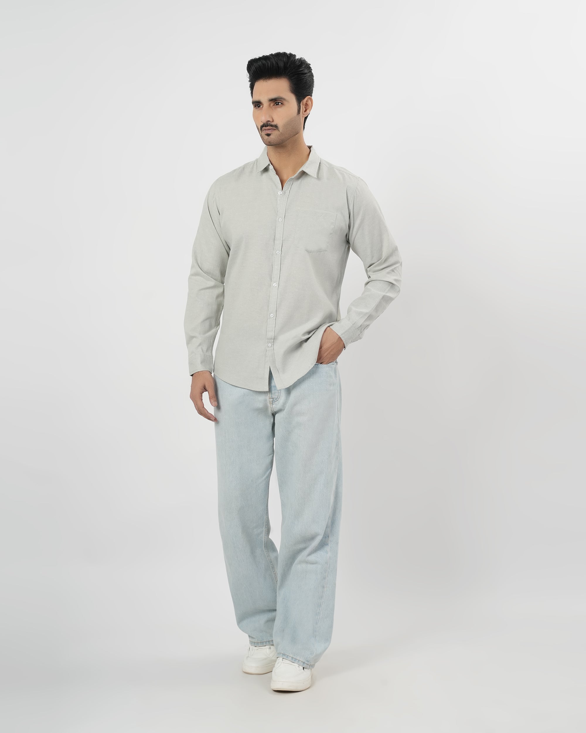 Valuables Men's Casual Chambray Shirt Full Sleeves