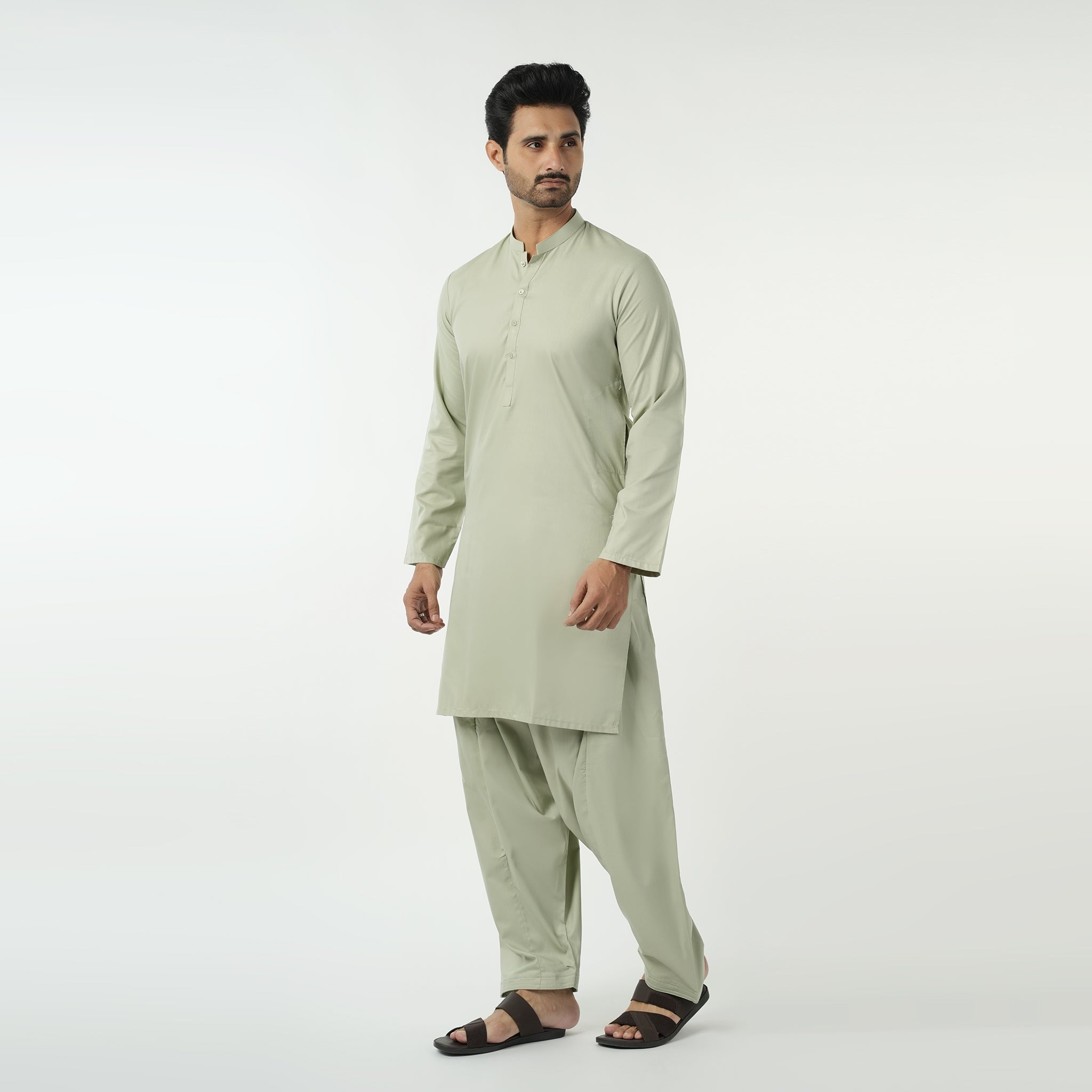 Men's Slim Fit Kurta Plain Shalwar Suit - Light Green, Men's Shalwar Kameez, Chase Value, Chase Value