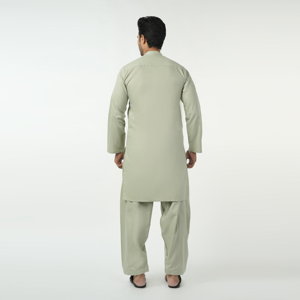 Men's Slim Fit Kurta Plain Shalwar Suit - Light Green, Men's Shalwar Kameez, Chase Value, Chase Value