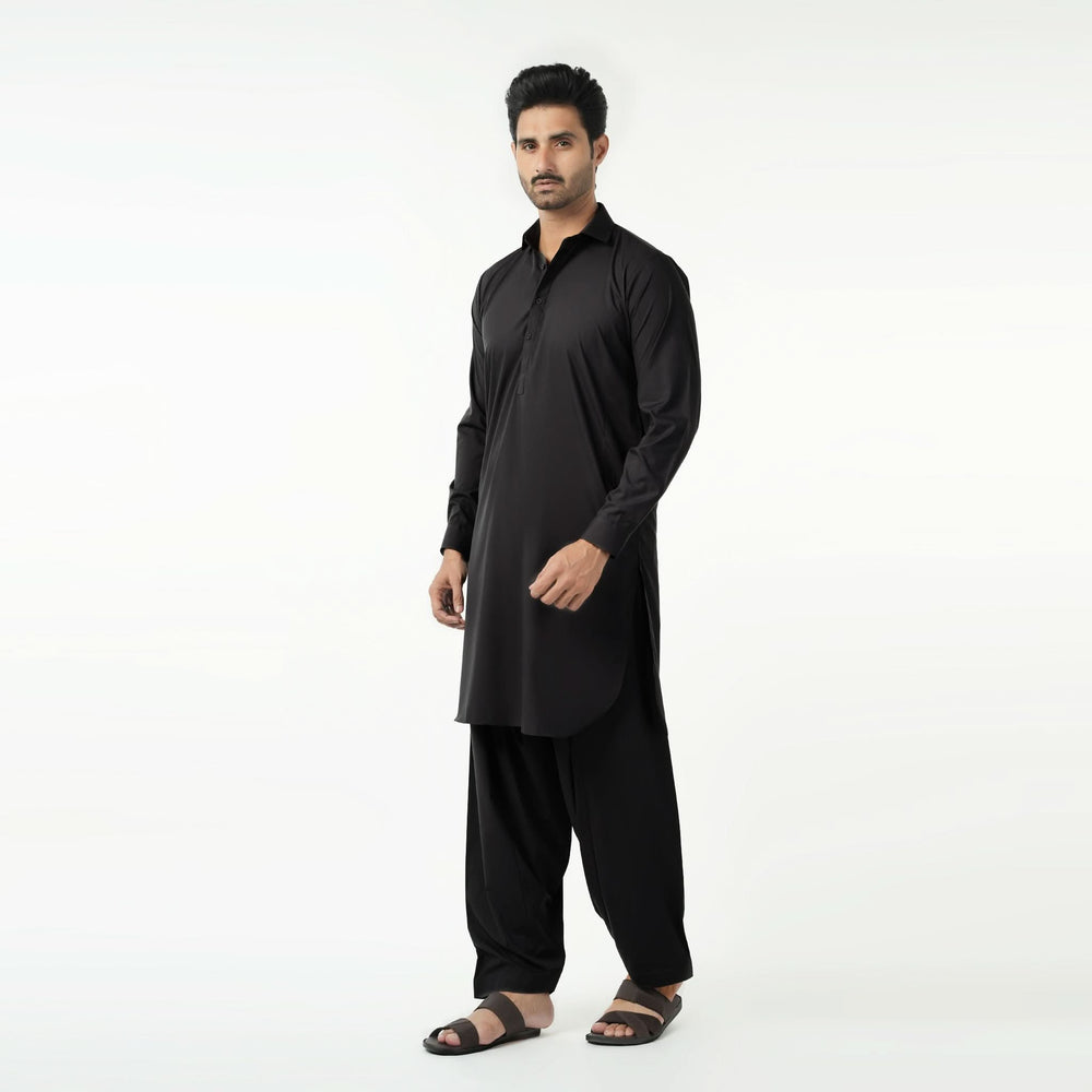 Valuable Men's Plain Kameez Shalwar Suit - Black, Men's Shalwar Kameez, Chase Value, Chase Value