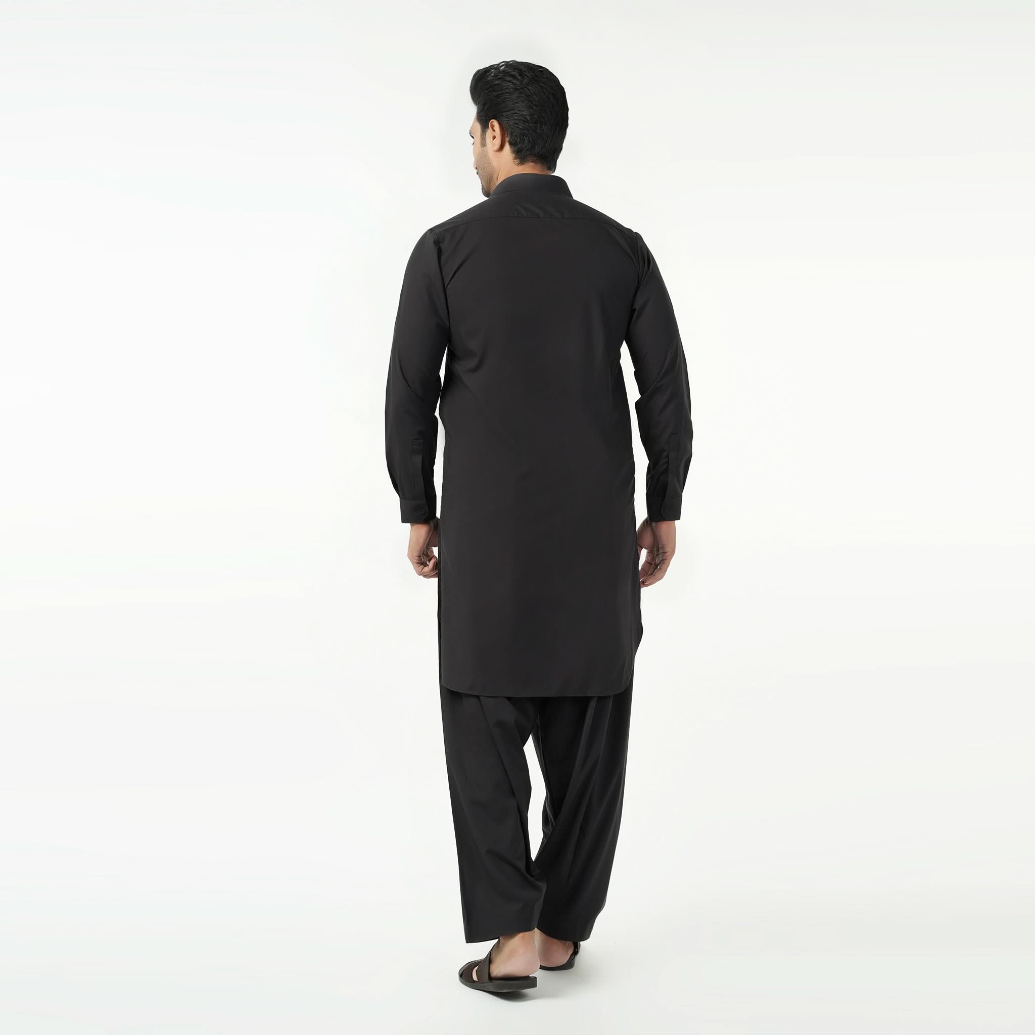 Valuable Men's Plain Kameez Shalwar Suit - Black, Men's Shalwar Kameez, Chase Value, Chase Value