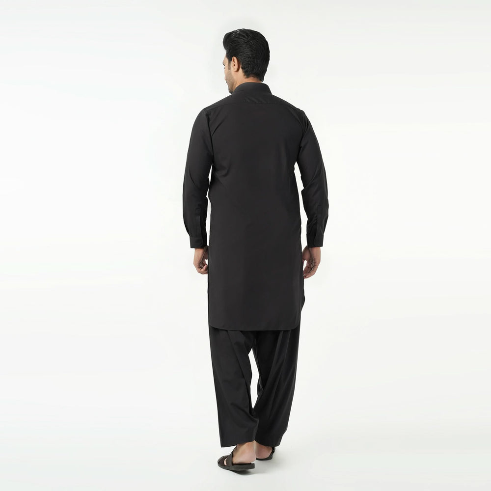 Valuable Men's Plain Kameez Shalwar Suit - Black, Men's Shalwar Kameez, Chase Value, Chase Value