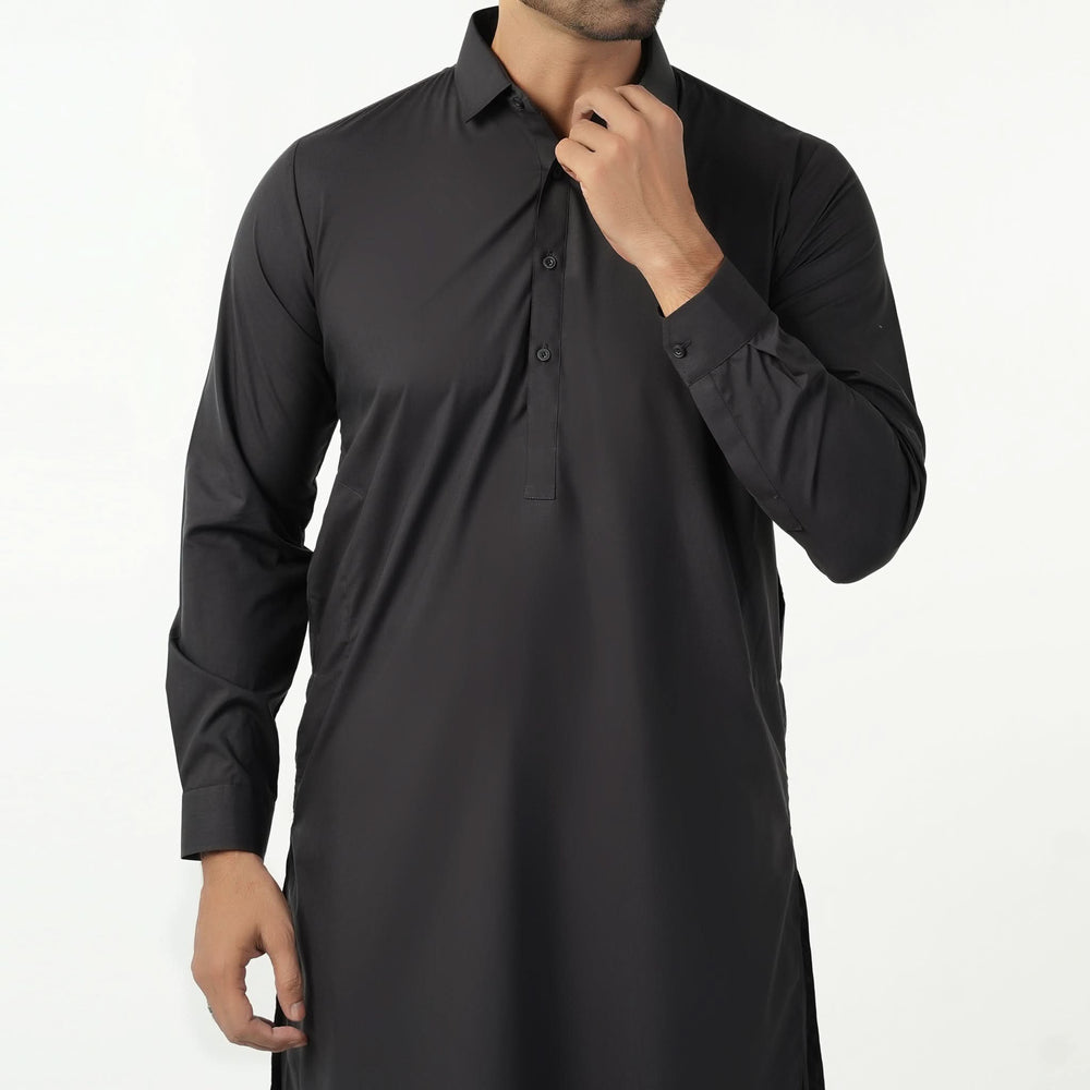 Valuable Men's Plain Kameez Shalwar Suit - Black, Men's Shalwar Kameez, Chase Value, Chase Value
