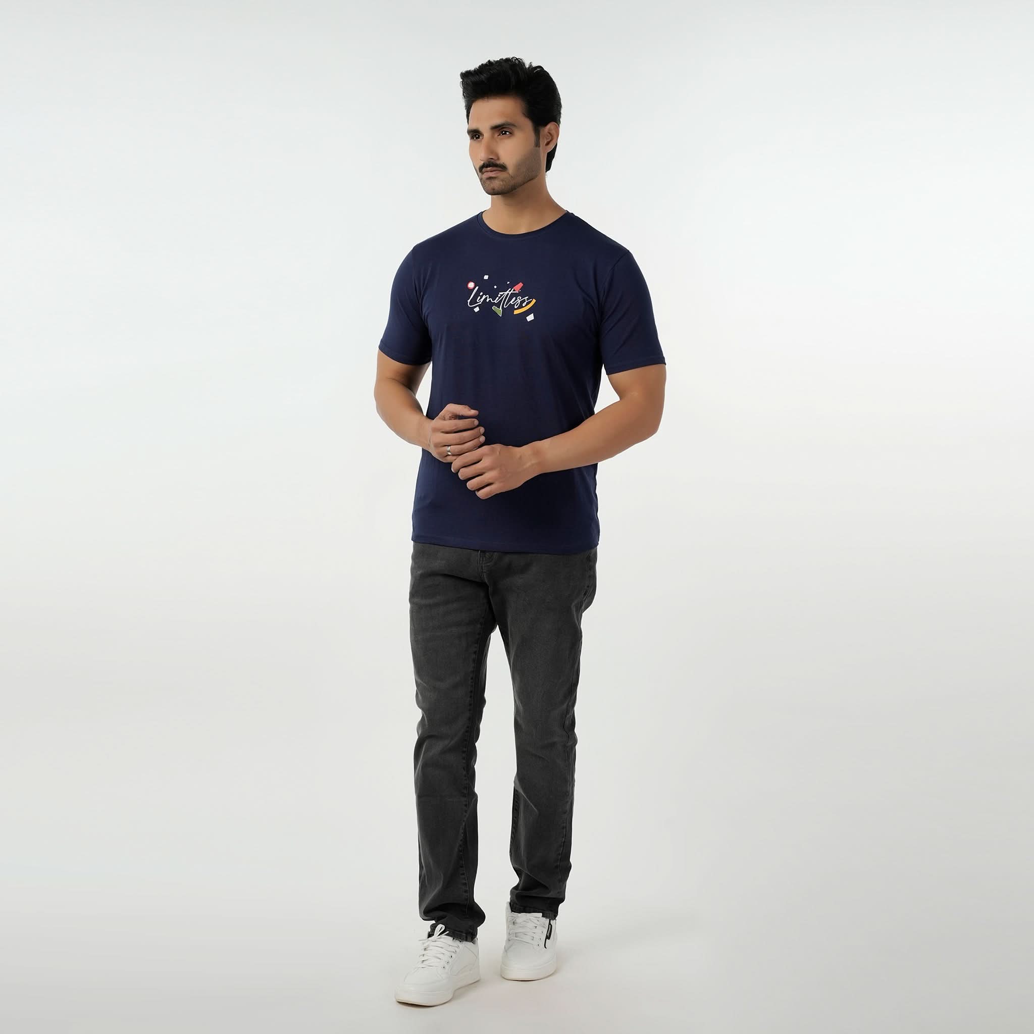 Eminent Men's Round Neck Half Sleeves Printed T-Shirt - Navy Blue, Men's T-Shirts & Polos, Eminent, Chase Value