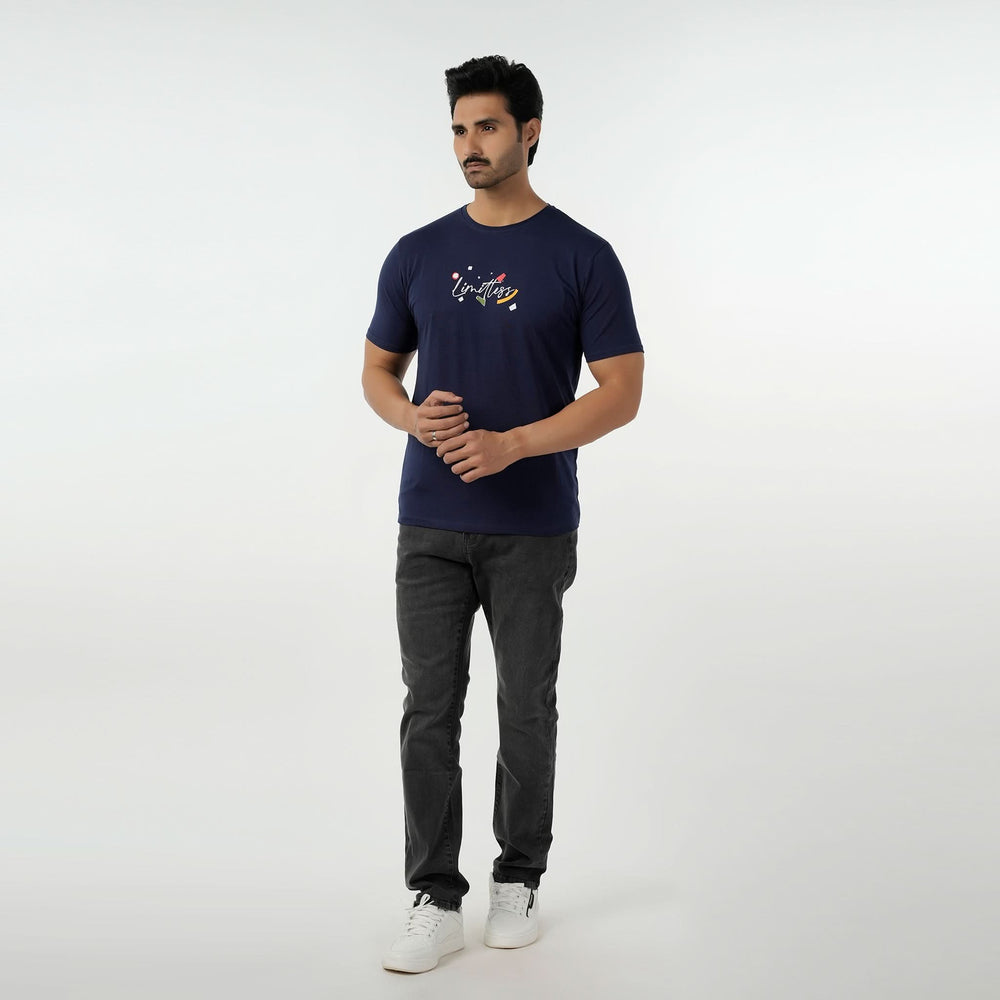 Eminent Men's Round Neck Half Sleeves Printed T-Shirt - Navy Blue, Men's T-Shirts & Polos, Eminent, Chase Value