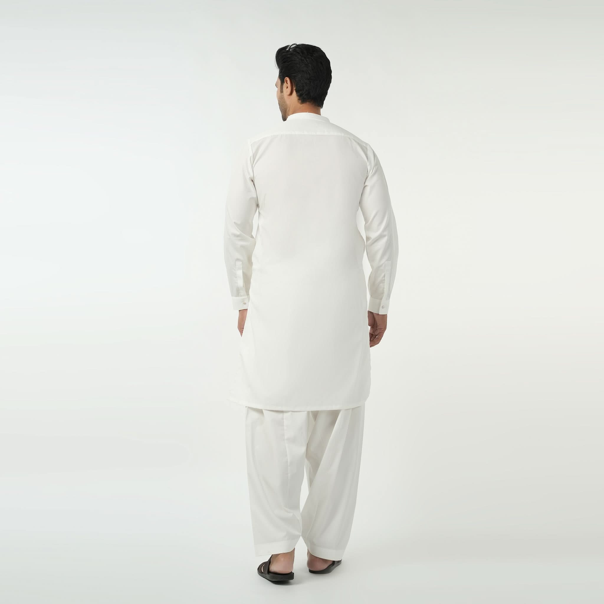 Eminent Men's Trim Fit Plain Shalwar Suit - Off White, Men's Shalwar Kameez, Eminent, Chase Value