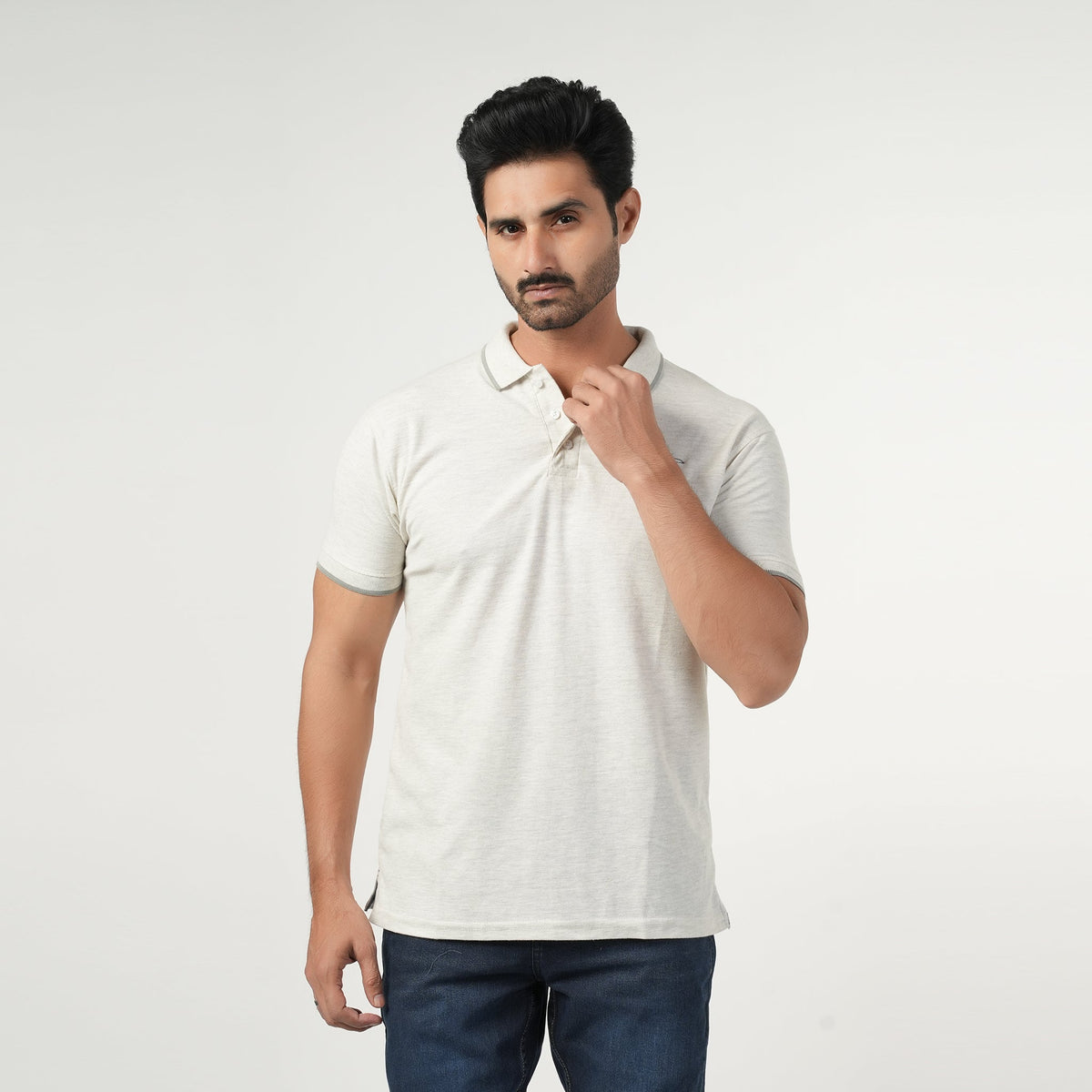 Men's Half Sleeves Polo T-Shirt - Light Grey, Men's T-Shirts & Polos, Chase Value, Chase Value