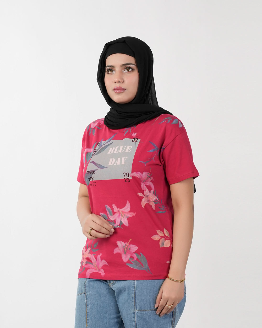 Eminent Women's Half Sleeves Printed T-Shirt - Red, Women T-Shirts & Tops, Eminent, Chase Value