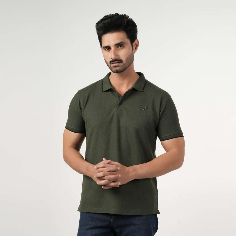 Men's Half Sleeves Polo T-Shirt - Dark Green, Men's T-Shirts & Polos, Chase Value, Chase Value