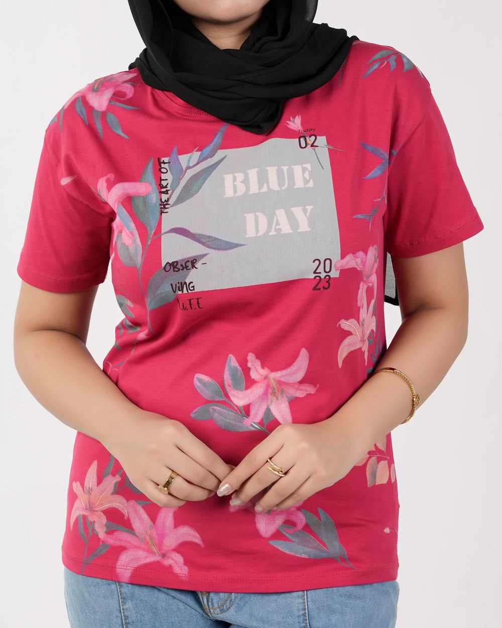 Eminent Women's Half Sleeves Printed T-Shirt - Red, Women T-Shirts & Tops, Eminent, Chase Value