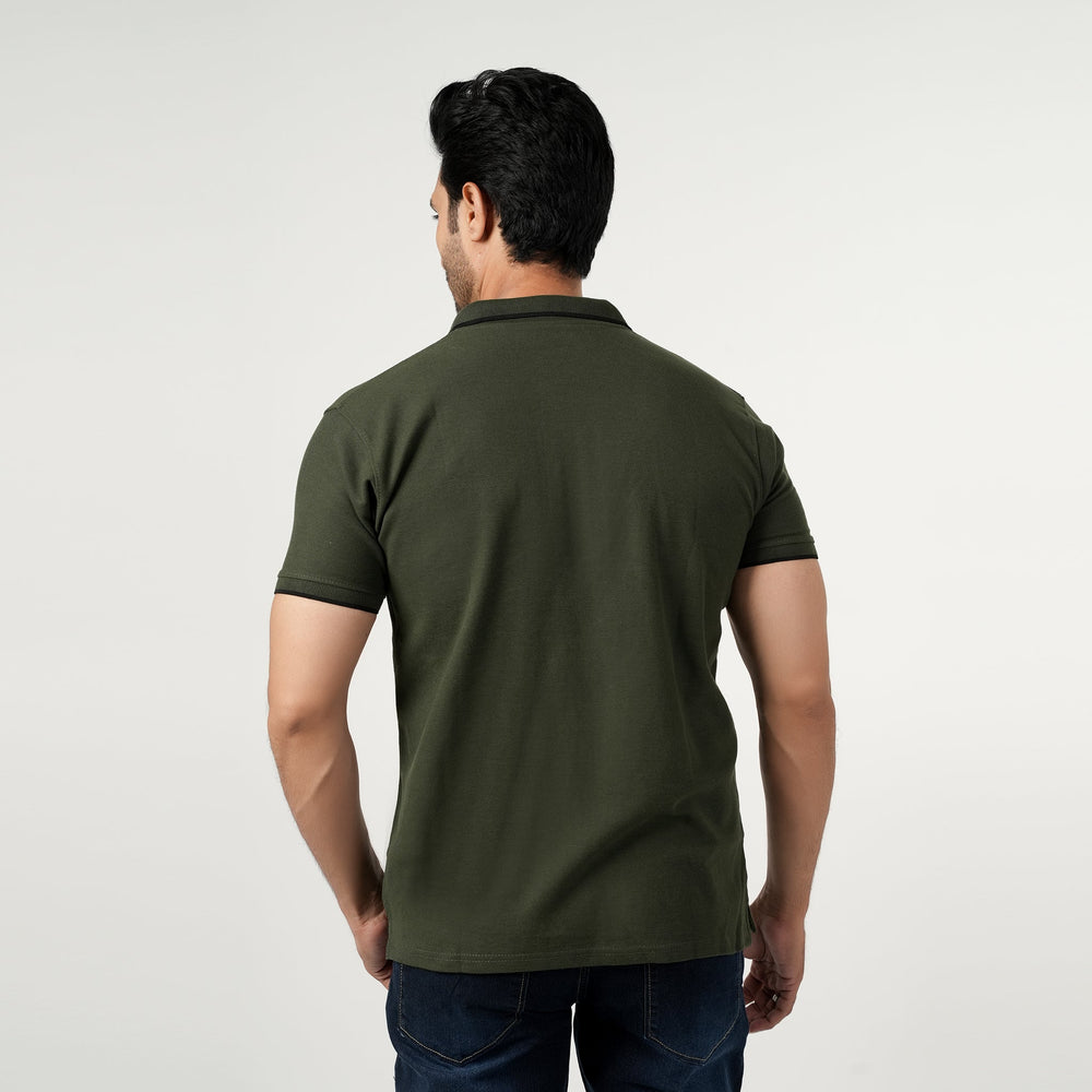 Men's Half Sleeves Polo T-Shirt - Dark Green, Men's T-Shirts & Polos, Chase Value, Chase Value