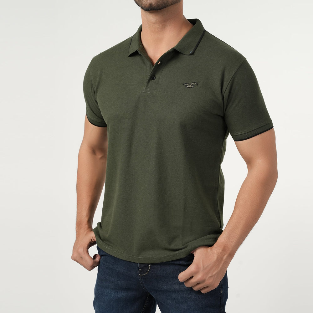 Men's Half Sleeves Polo T-Shirt - Dark Green, Men's T-Shirts & Polos, Chase Value, Chase Value
