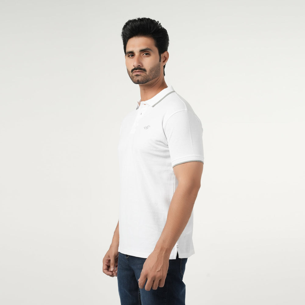 Men's Half Sleeves Polo T-Shirt - White, Men's T-Shirts & Polos, Chase Value, Chase Value