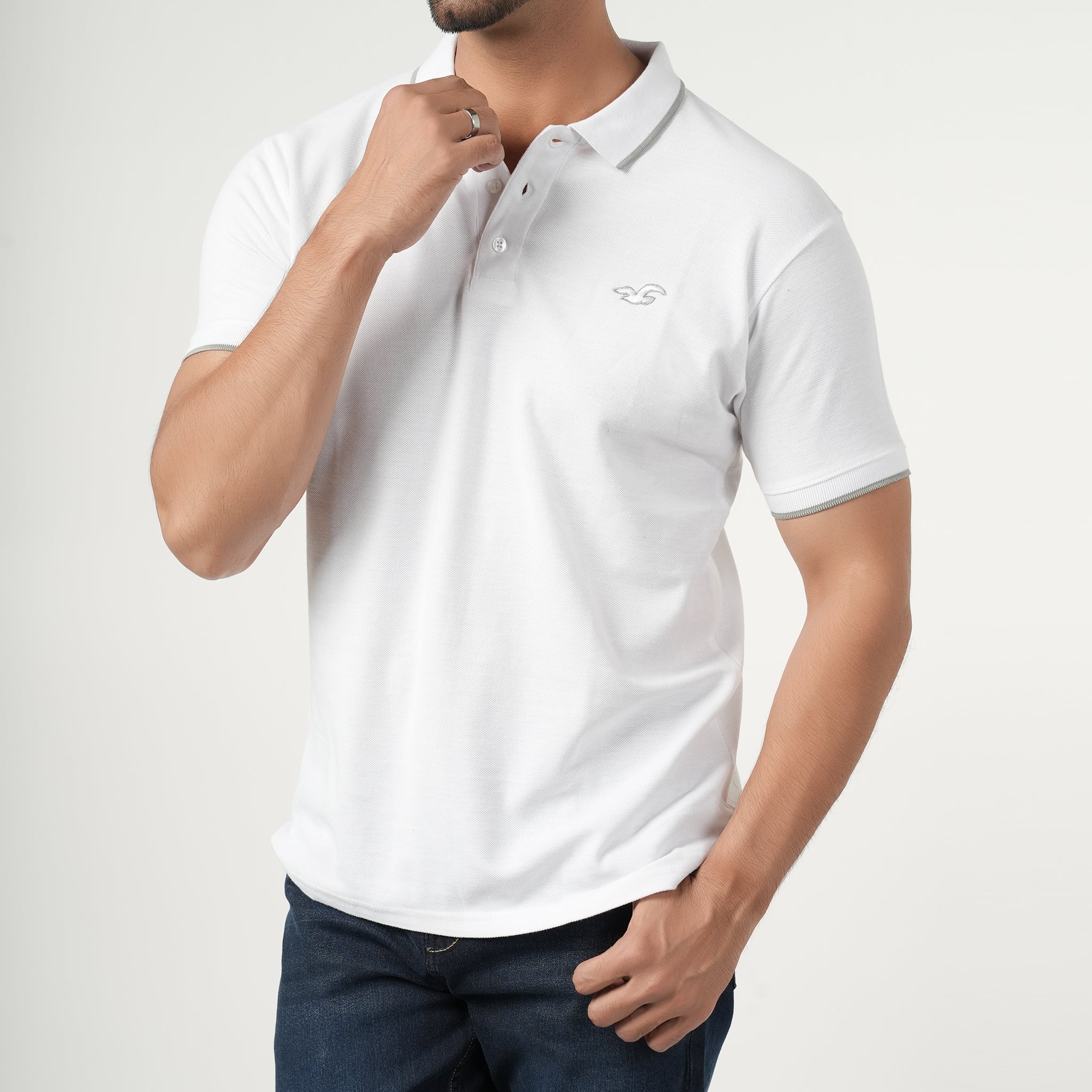 Men's Half Sleeves Polo T-Shirt - White, Men's T-Shirts & Polos, Chase Value, Chase Value