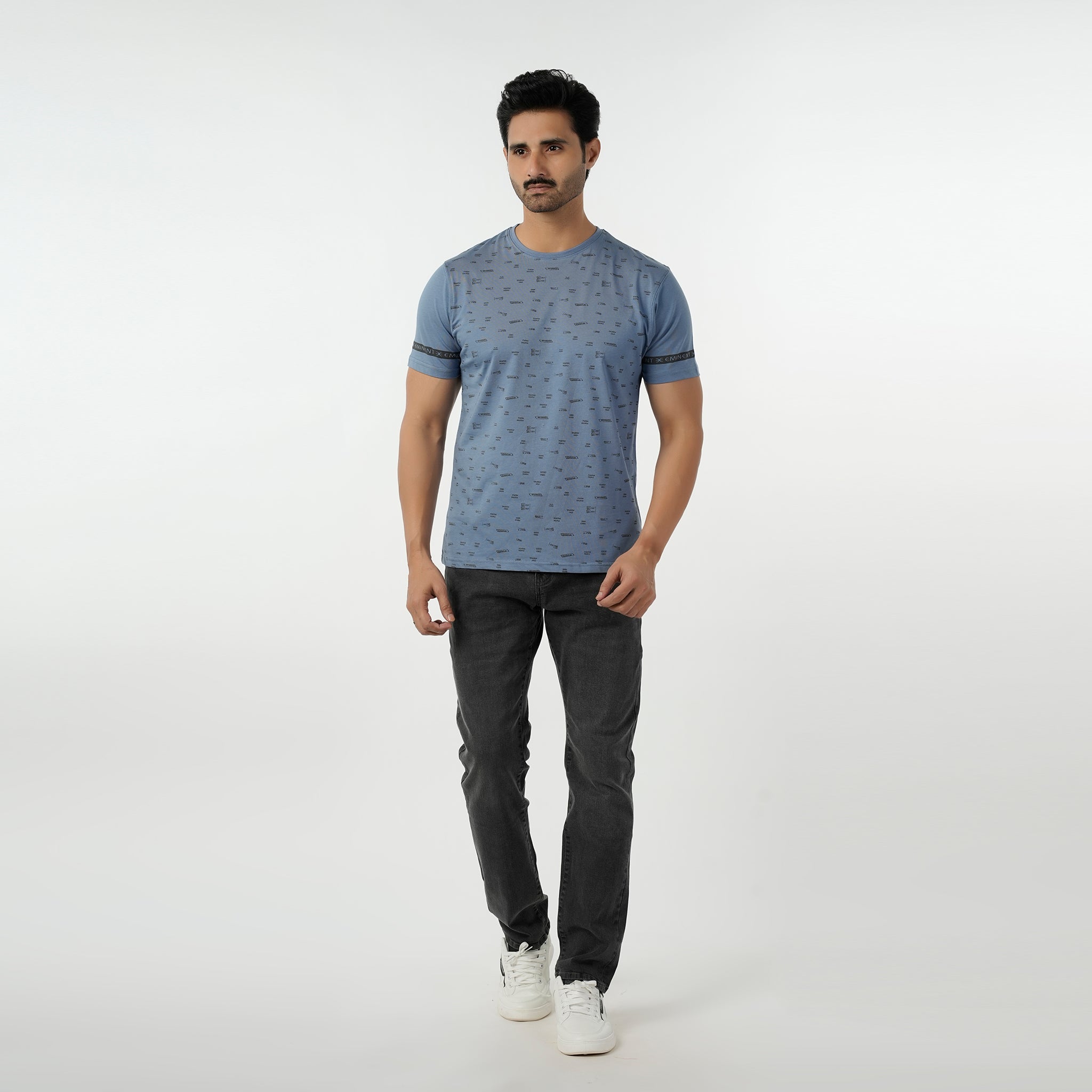 Eminent Men's Round Neck Half Sleeves T-Shirt  - Ash Blue, Men's T-Shirts & Polos, Eminent, Chase Value