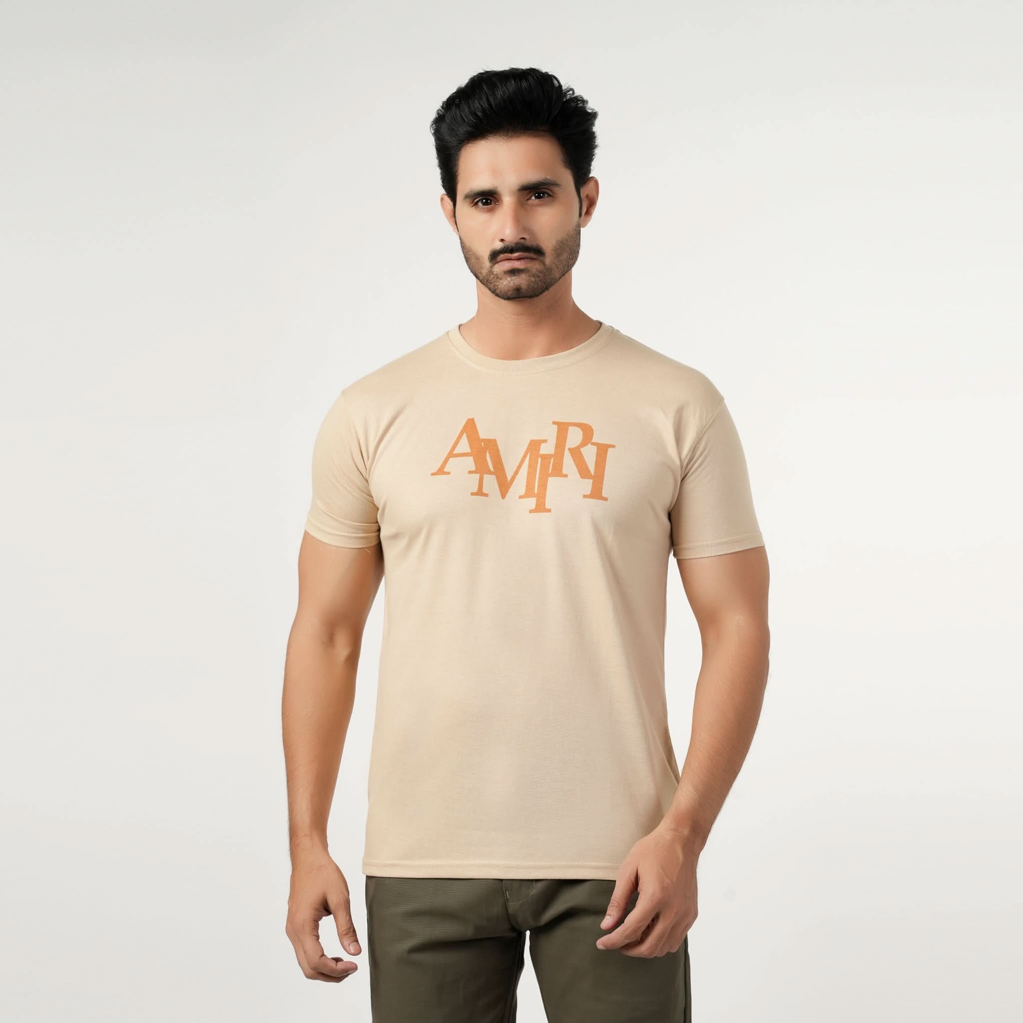 Men's Half Sleeves Round Neck Printed T-Shirt - Light Brown, Men's T-Shirts & Polos, Chase Value, Chase Value