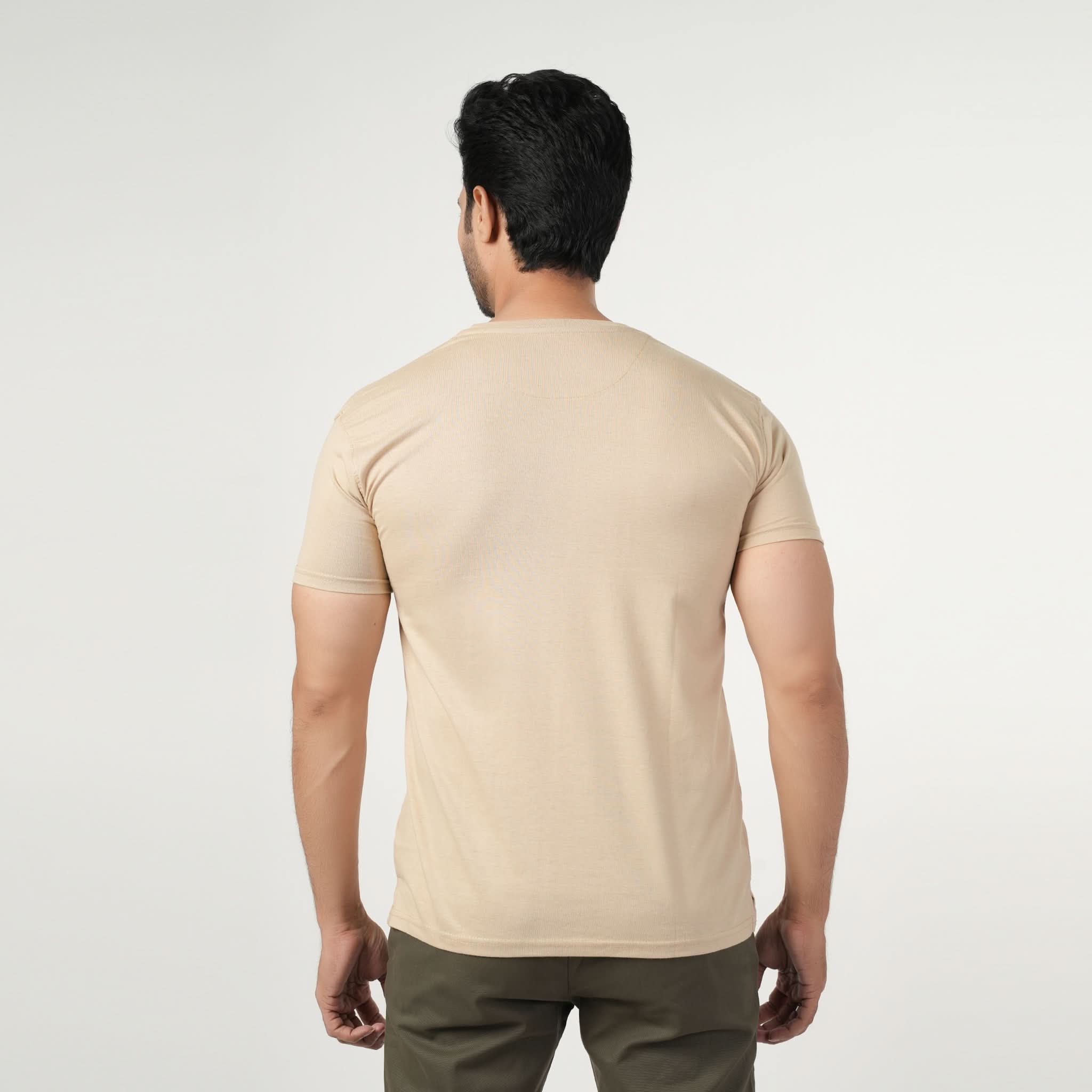 Men's Half Sleeves Round Neck Printed T-Shirt - Light Brown, Men's T-Shirts & Polos, Chase Value, Chase Value