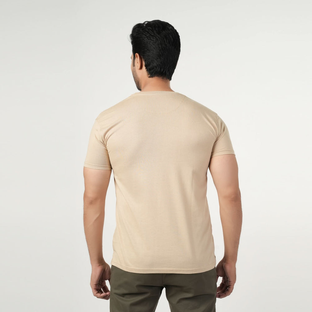Men's Half Sleeves Round Neck Printed T-Shirt - Light Brown, Men's T-Shirts & Polos, Chase Value, Chase Value