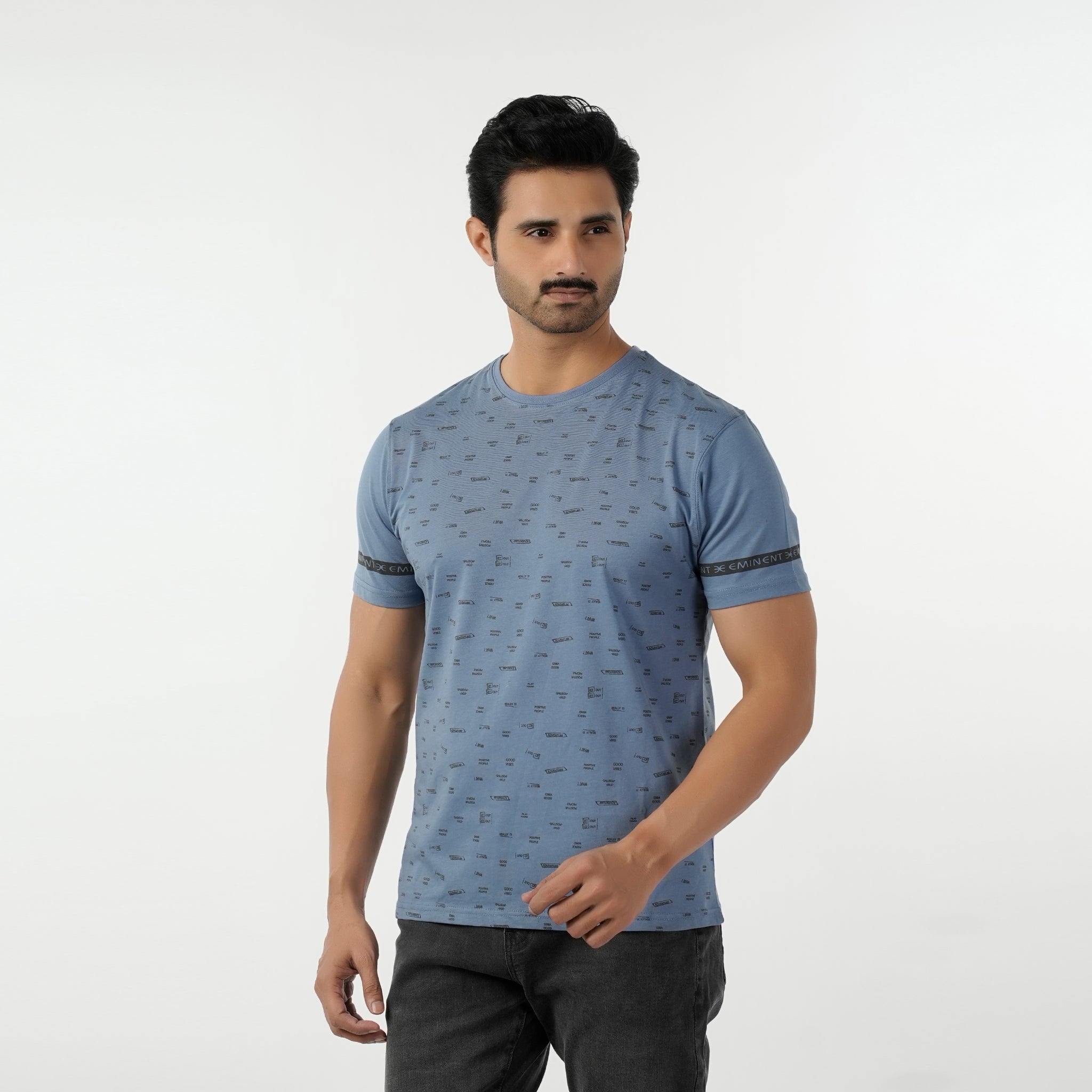 Eminent Men's Round Neck Half Sleeves T-Shirt  - Ash Blue, Men's T-Shirts & Polos, Eminent, Chase Value