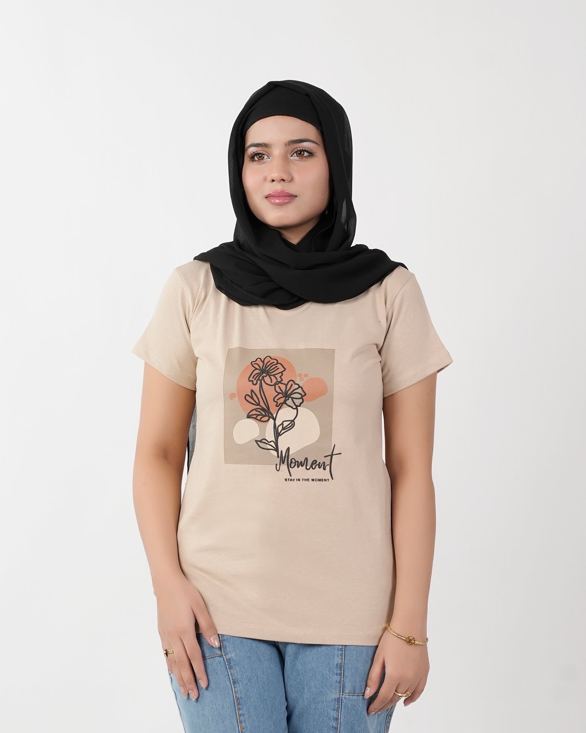 Eminent Women's Half Sleeves T-Shirt - Beige, Women T-Shirts & Tops, Eminent, Chase Value