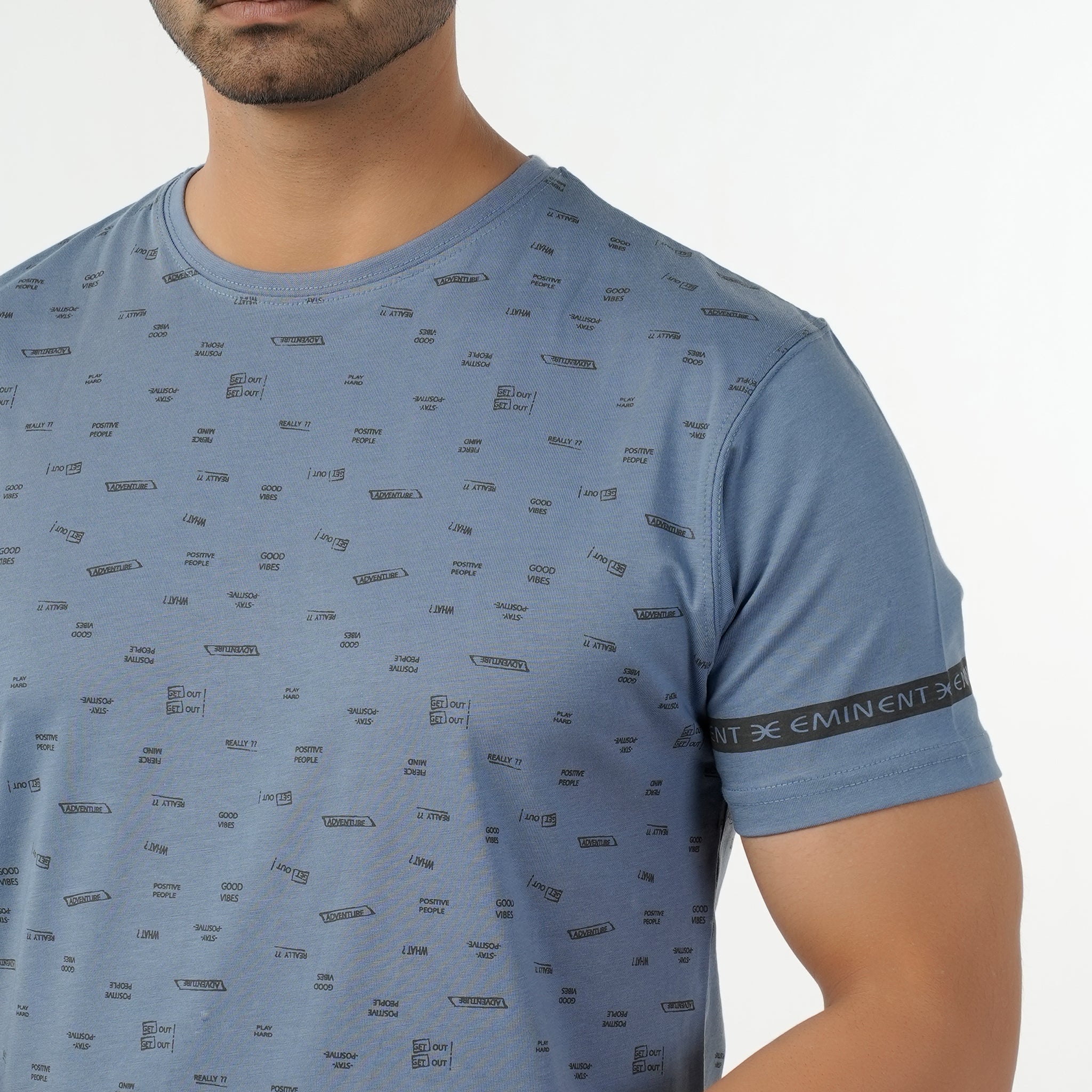 Eminent Men's Round Neck Half Sleeves T-Shirt  - Ash Blue, Men's T-Shirts & Polos, Eminent, Chase Value