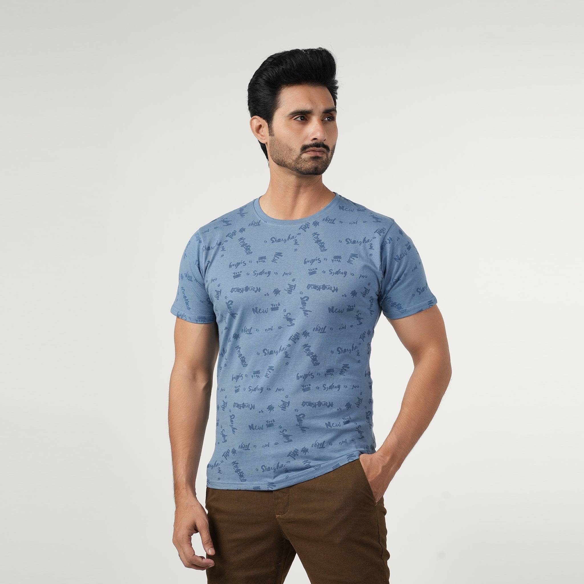 Eminent Men's Half Sleeves T-Shirt - Greyish Blue, Men's T-Shirts & Polos, Eminent, Chase Value