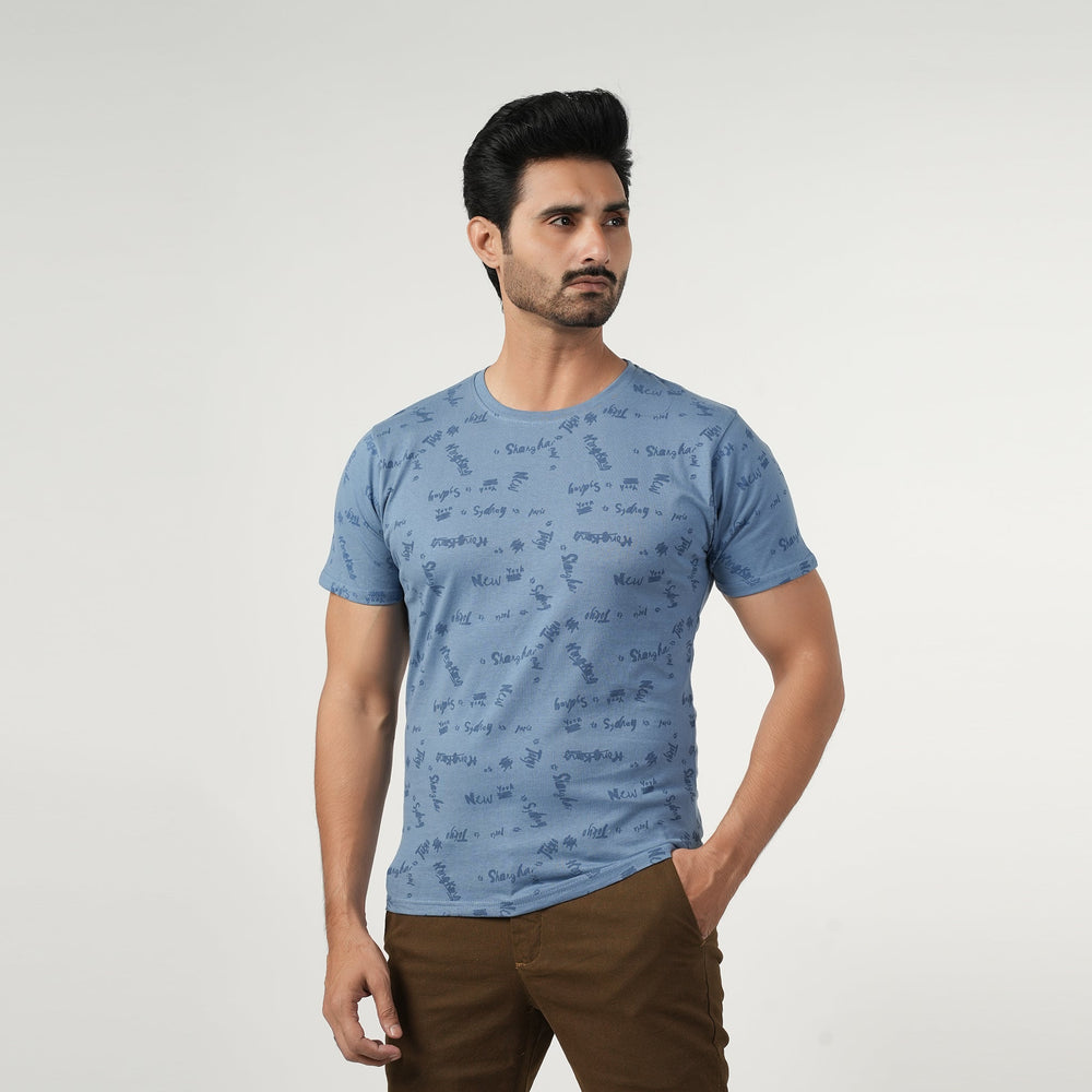 Eminent Men's Half Sleeves T-Shirt - Greyish Blue, Men's T-Shirts & Polos, Eminent, Chase Value