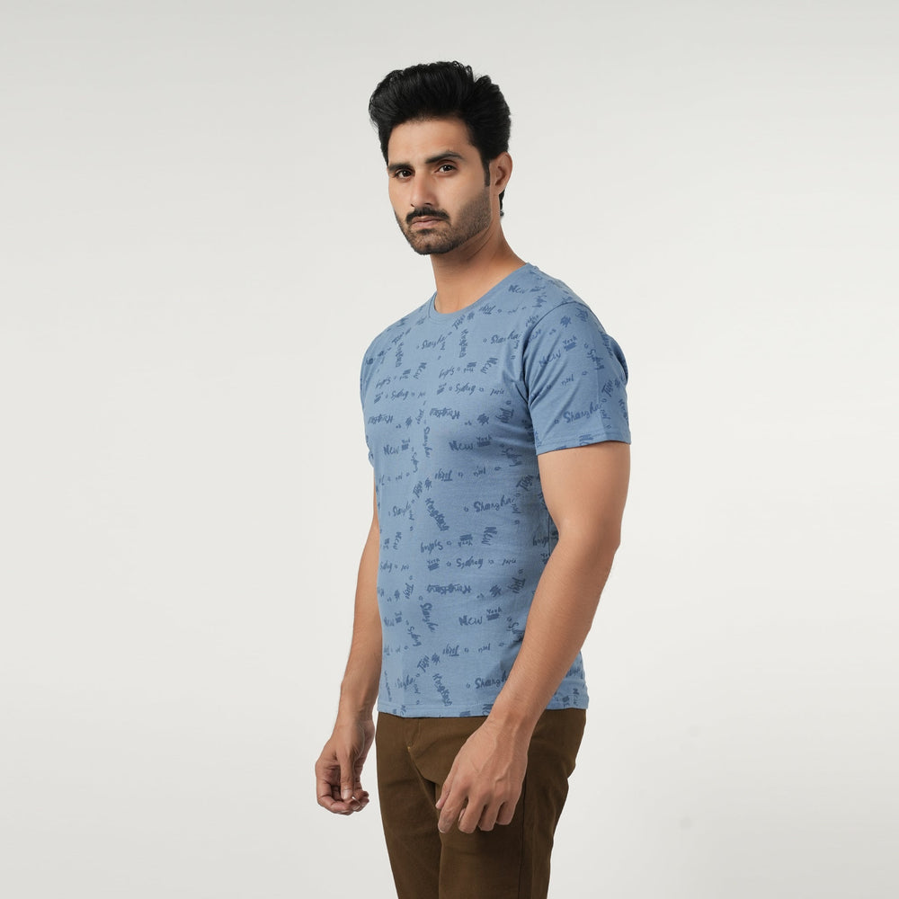 Eminent Men's Half Sleeves T-Shirt - Greyish Blue, Men's T-Shirts & Polos, Eminent, Chase Value