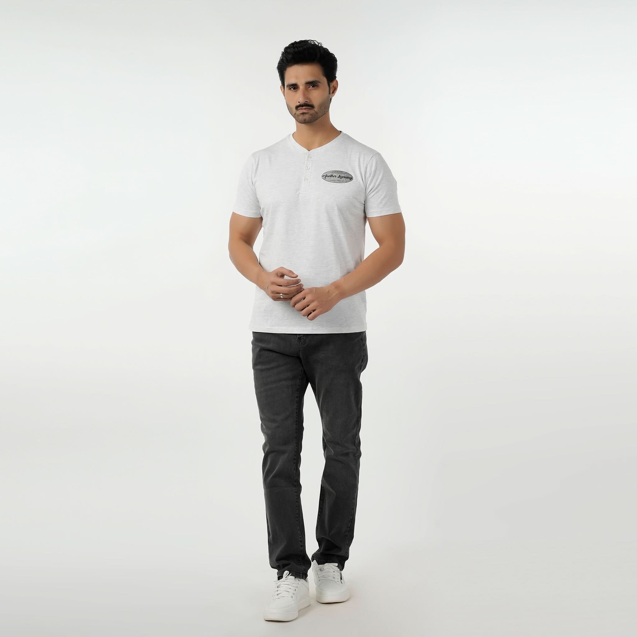 Eminent Men's Round Neck Half Sleeves Printed T-Shirt - Oatmeal, Men's T-Shirts & Polos, Eminent, Chase Value