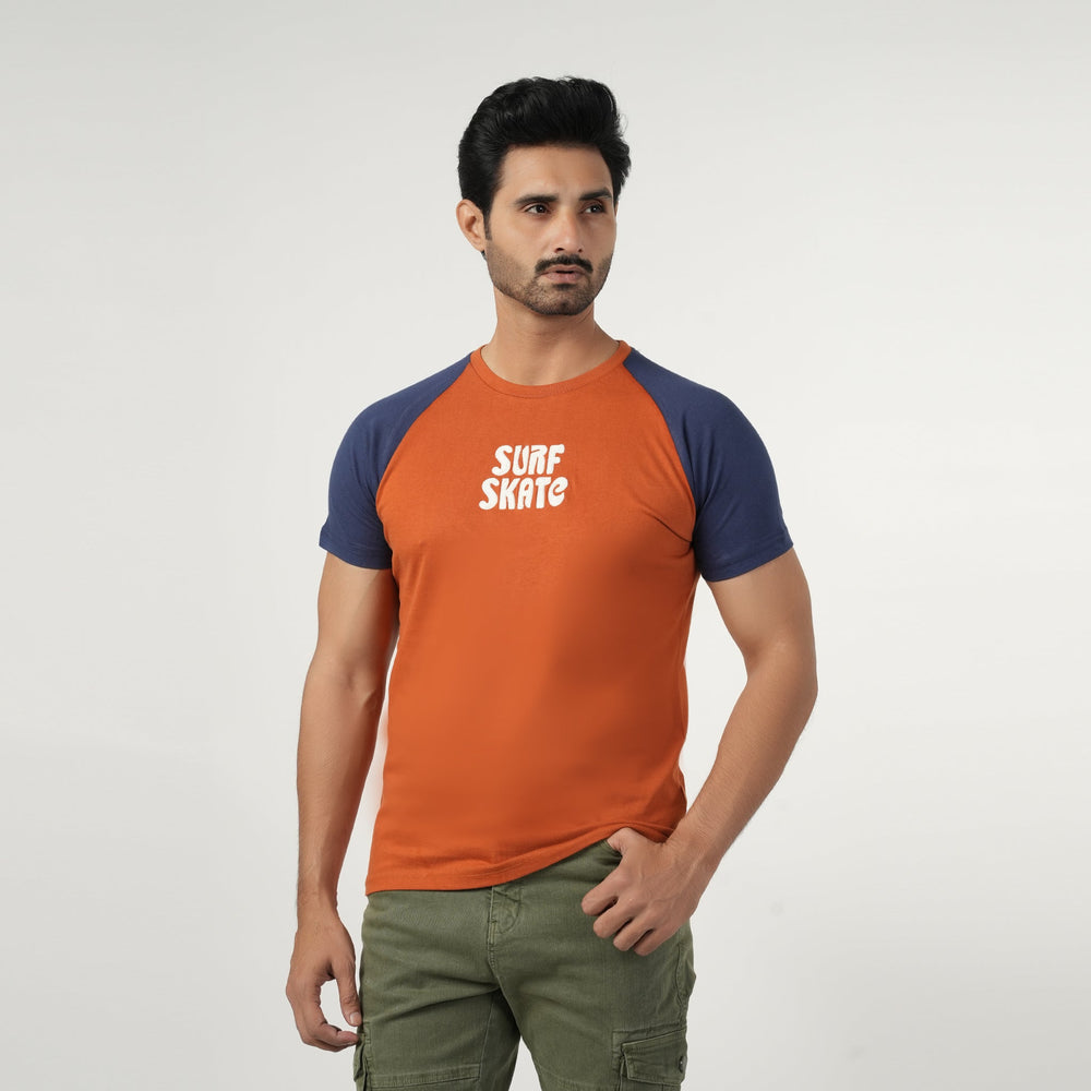 Eminent Men's Half Sleeves Round Neck T-Shirt - Navy Blue & Brown, Men's T-Shirts & Polos, Eminent, Chase Value