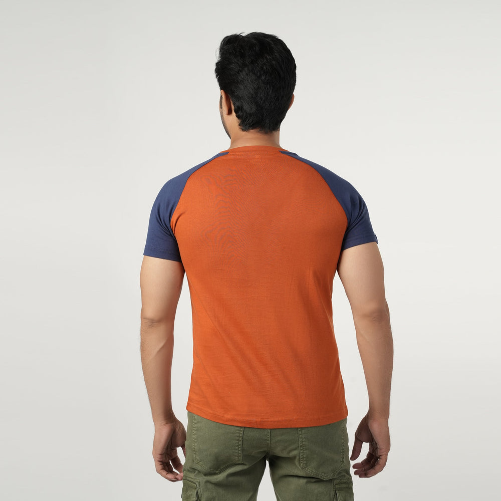 Eminent Men's Half Sleeves Round Neck T-Shirt - Navy Blue & Brown, Men's T-Shirts & Polos, Eminent, Chase Value