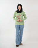 Women's Full Sleeves Printed T-Shirt - Light Green, Women T-Shirts & Tops, Chase Value, Chase Value