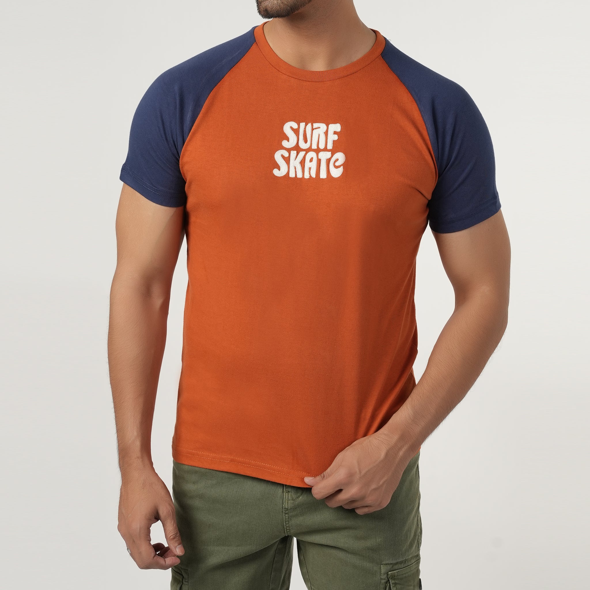 Eminent Men's Half Sleeves Round Neck T-Shirt - Navy Blue & Brown, Men's T-Shirts & Polos, Eminent, Chase Value