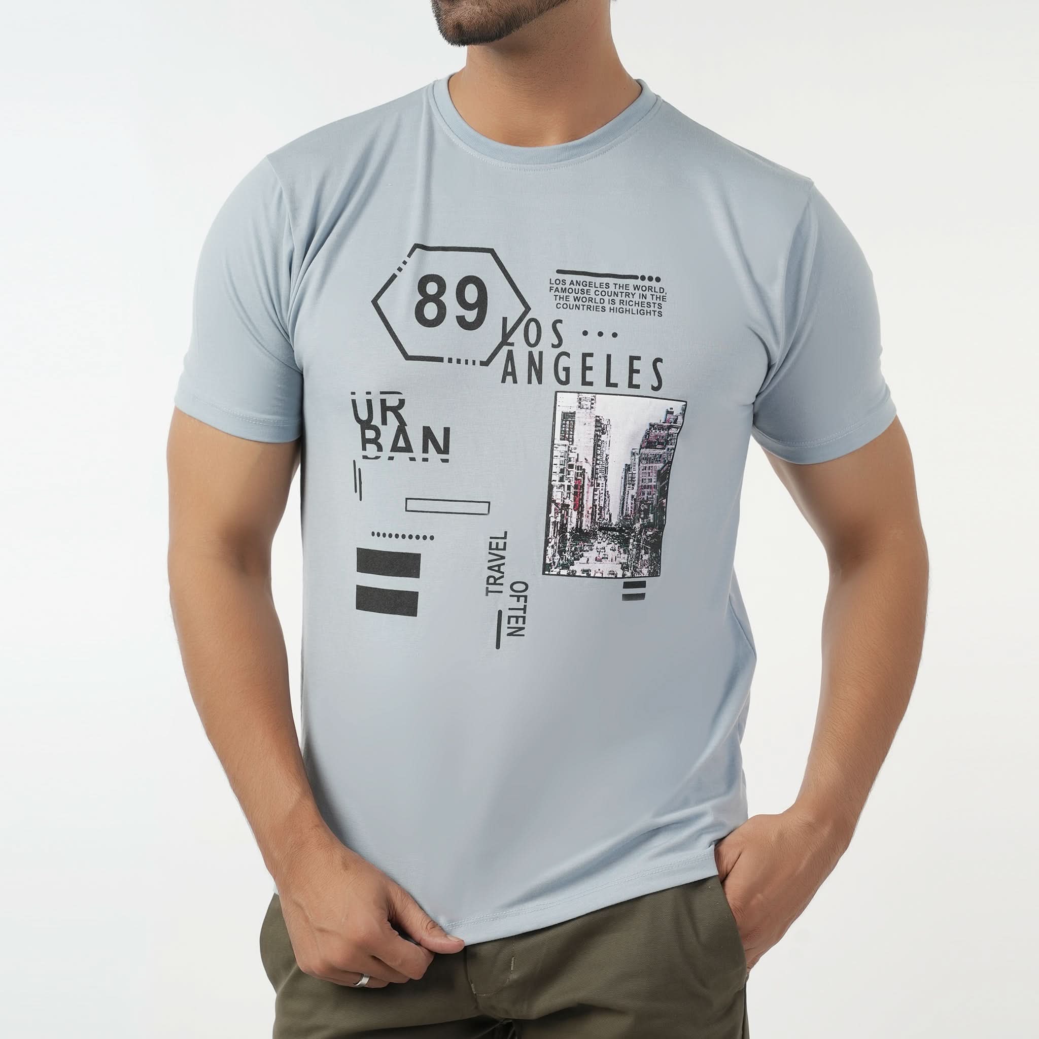 Valuable Men's Half Sleeves Round Neck T-Shirt - Light Blue, Men's T-Shirts & Polos, Chase Value, Chase Value