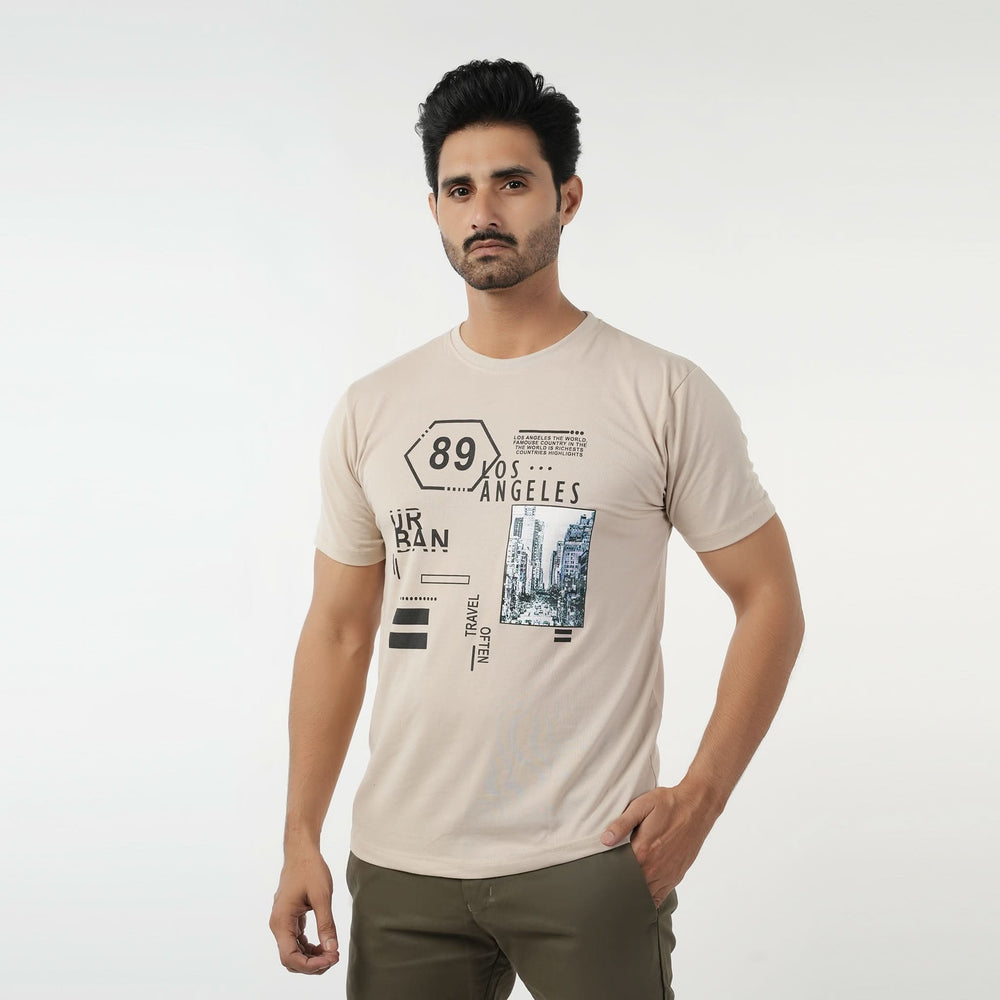Valuable Men's Half Sleeves Round Neck T-Shirt - Fawn, Men's T-Shirts & Polos, Chase Value, Chase Value