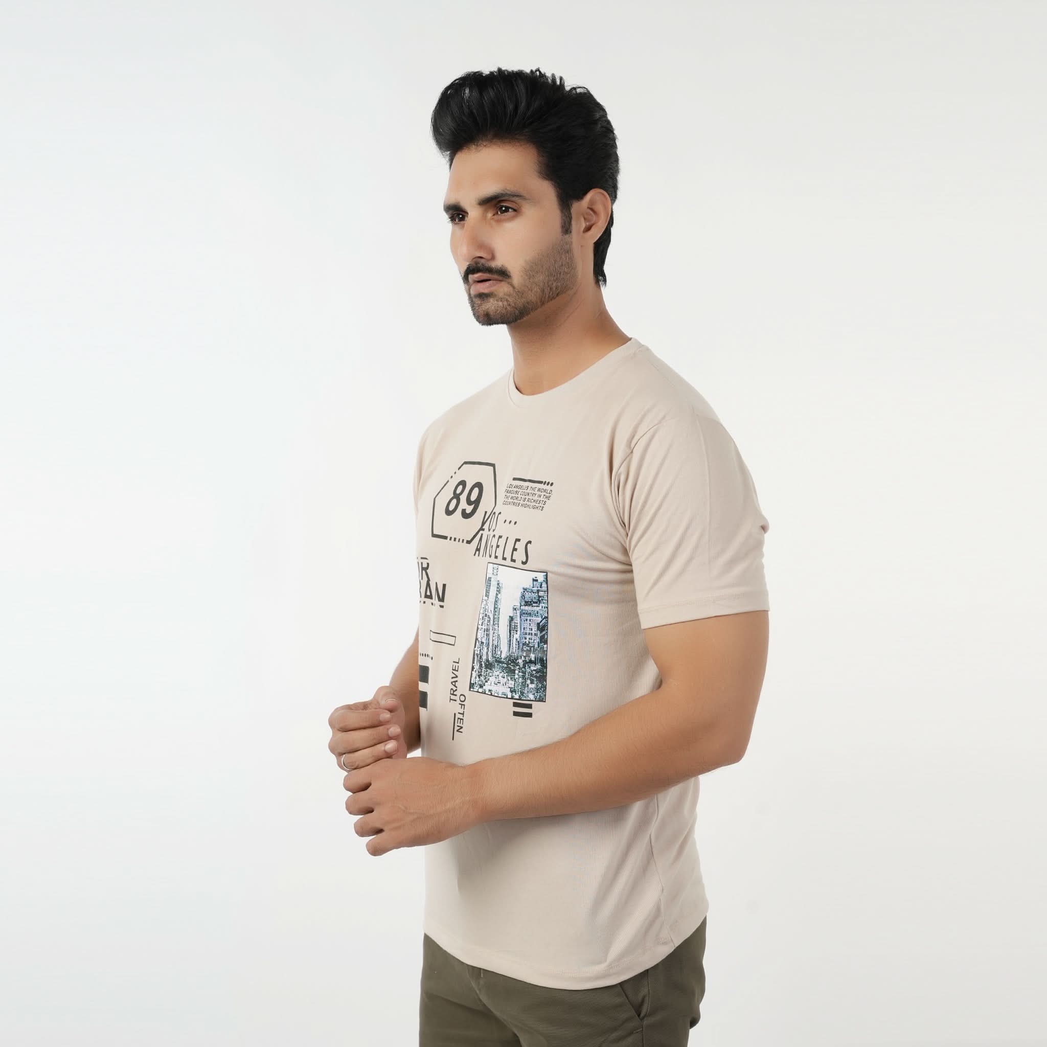Valuable Men's Half Sleeves Round Neck T-Shirt - Fawn, Men's T-Shirts & Polos, Chase Value, Chase Value