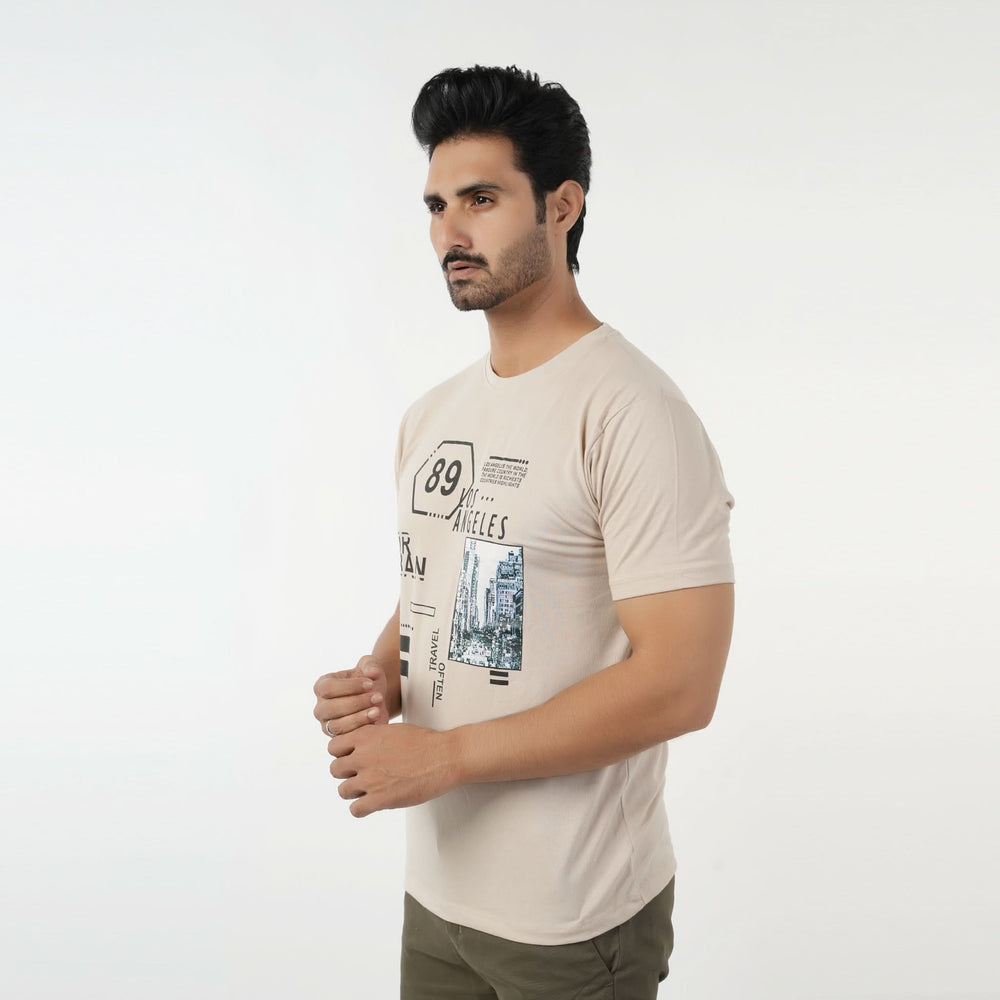 Valuable Men's Half Sleeves Round Neck T-Shirt - Fawn, Men's T-Shirts & Polos, Chase Value, Chase Value