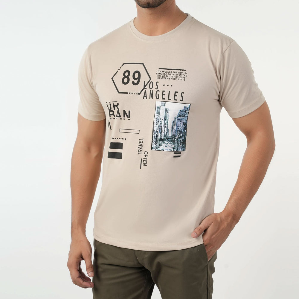Valuable Men's Half Sleeves Round Neck T-Shirt - Fawn, Men's T-Shirts & Polos, Chase Value, Chase Value