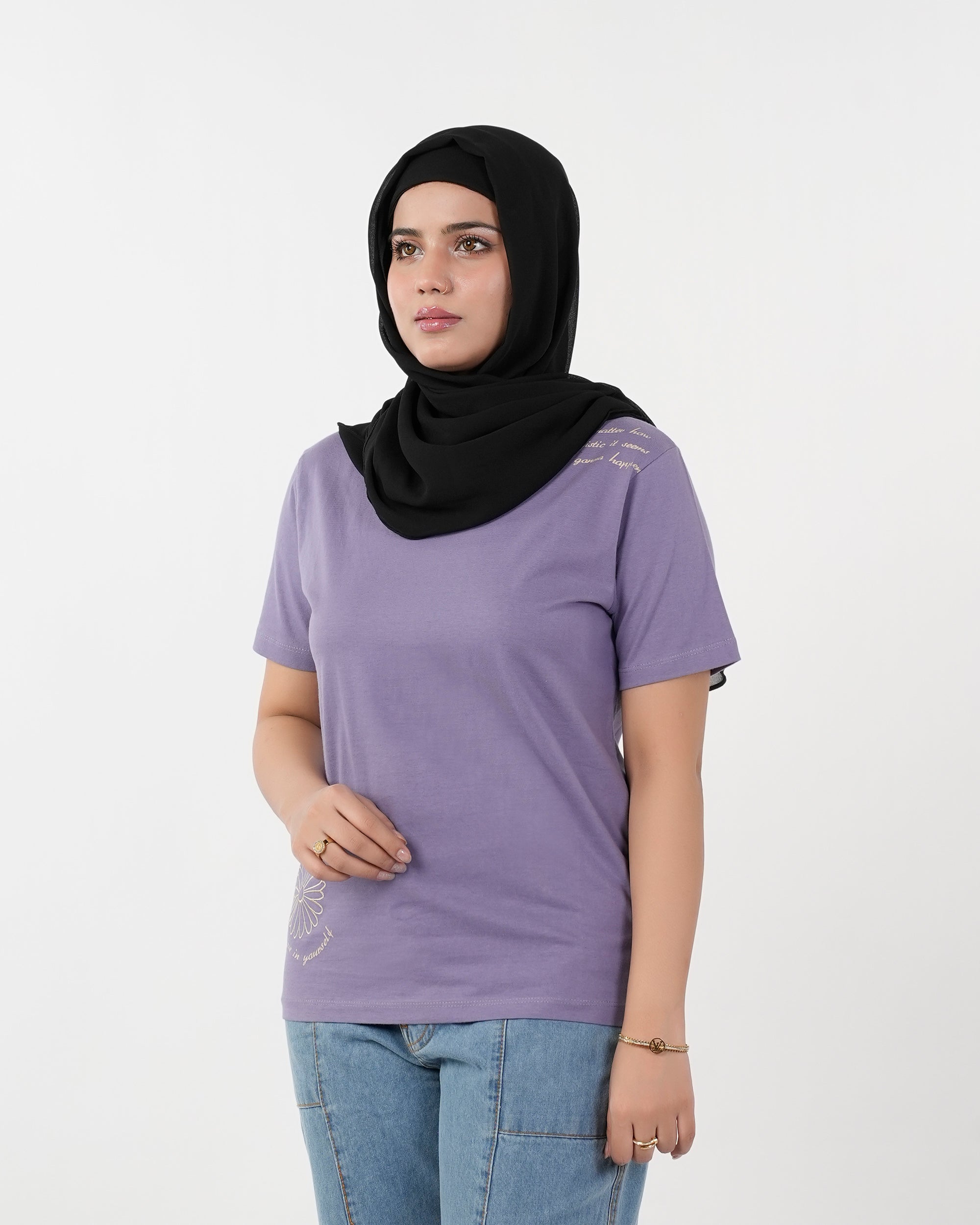 Eminent Women's Half Sleeves Printed T-Shirt - Purple, Women T-Shirts & Tops, Eminent, Chase Value