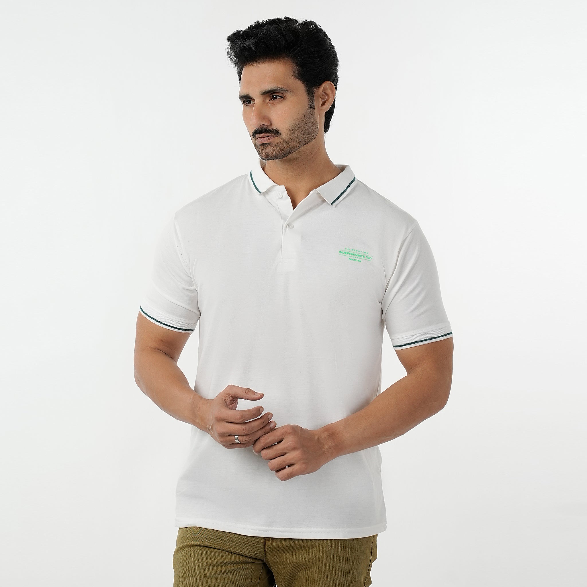 Eminent Men's Azadi Half Sleeves Polo T-Shirt - White, Men's T-Shirts & Polos, Eminent, Chase Value