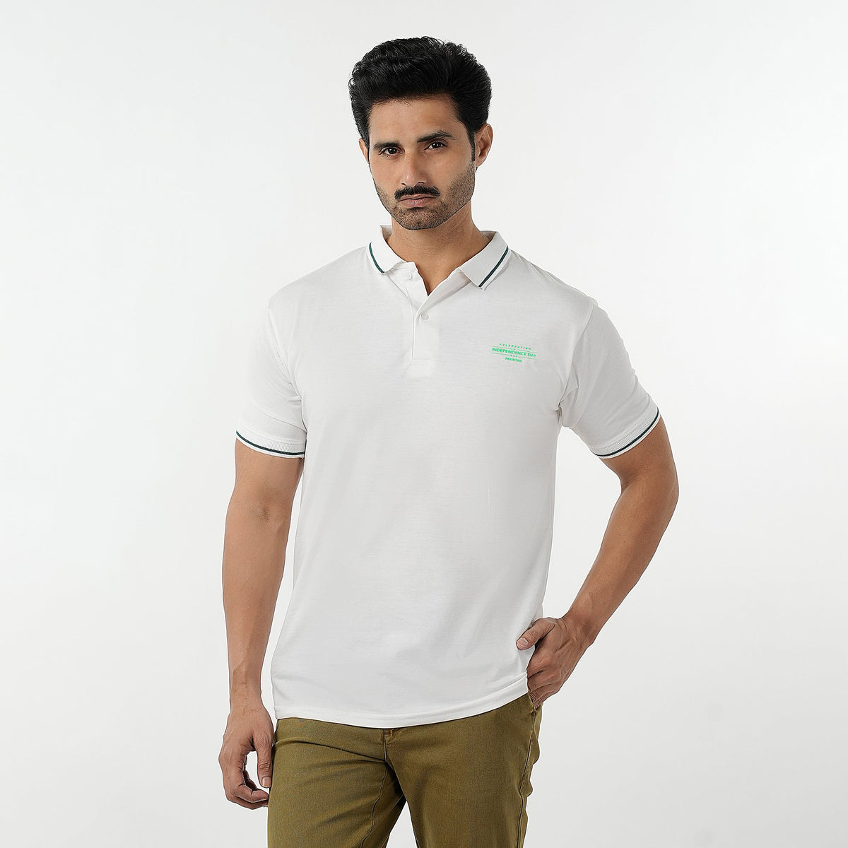 Eminent Men's Azadi Half Sleeves Polo T-Shirt - White, Men's T-Shirts & Polos, Eminent, Chase Value